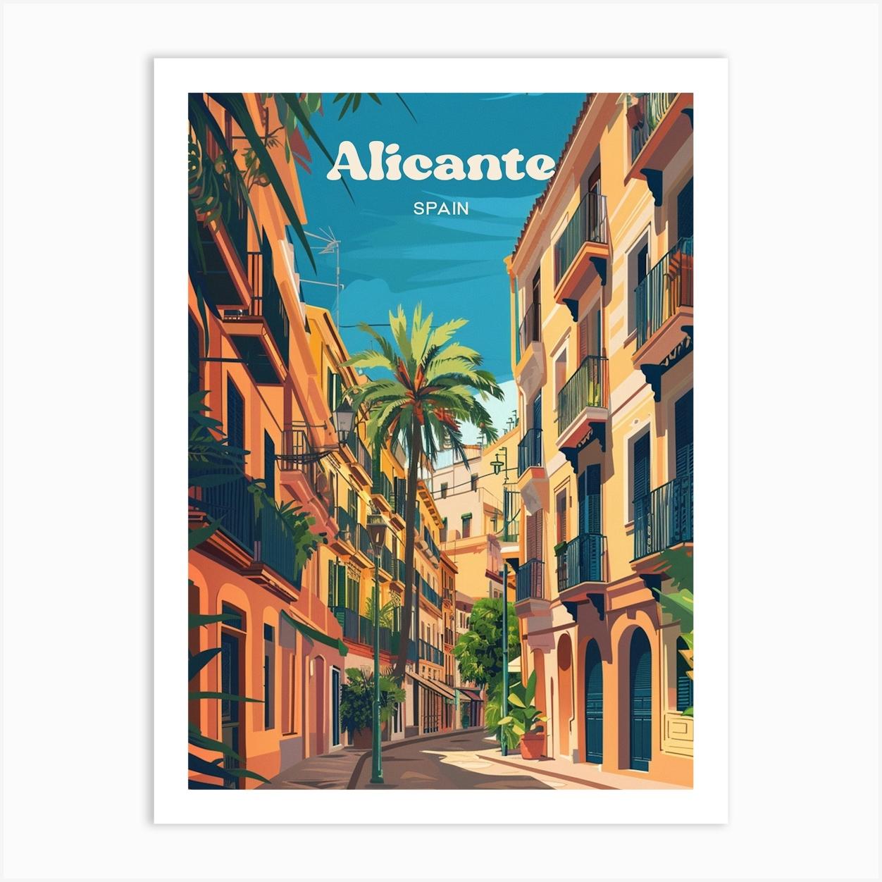Alicante Spain Vibrant Digital Travel Art Póster