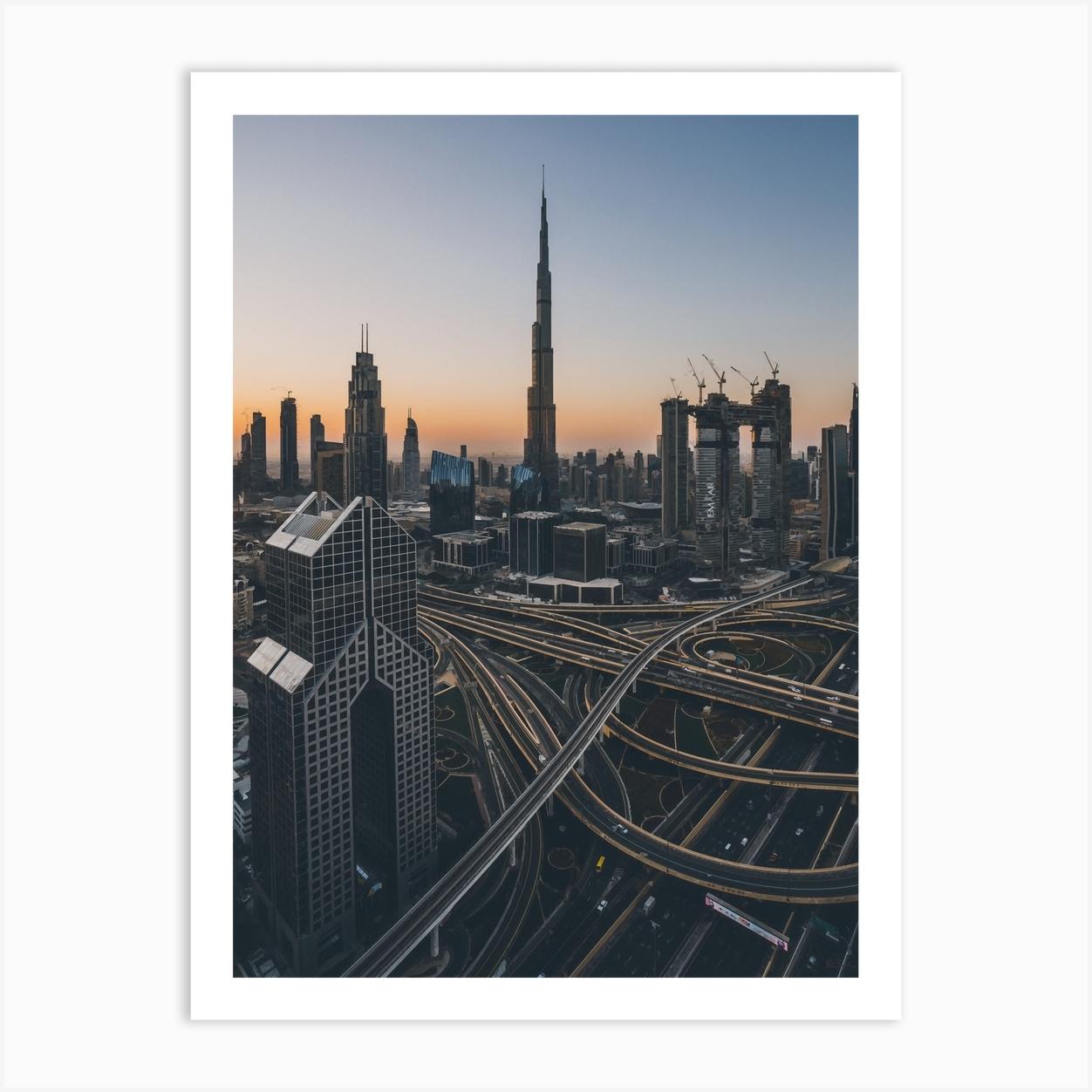 Dubai Evening Art Print by Kits Concepts