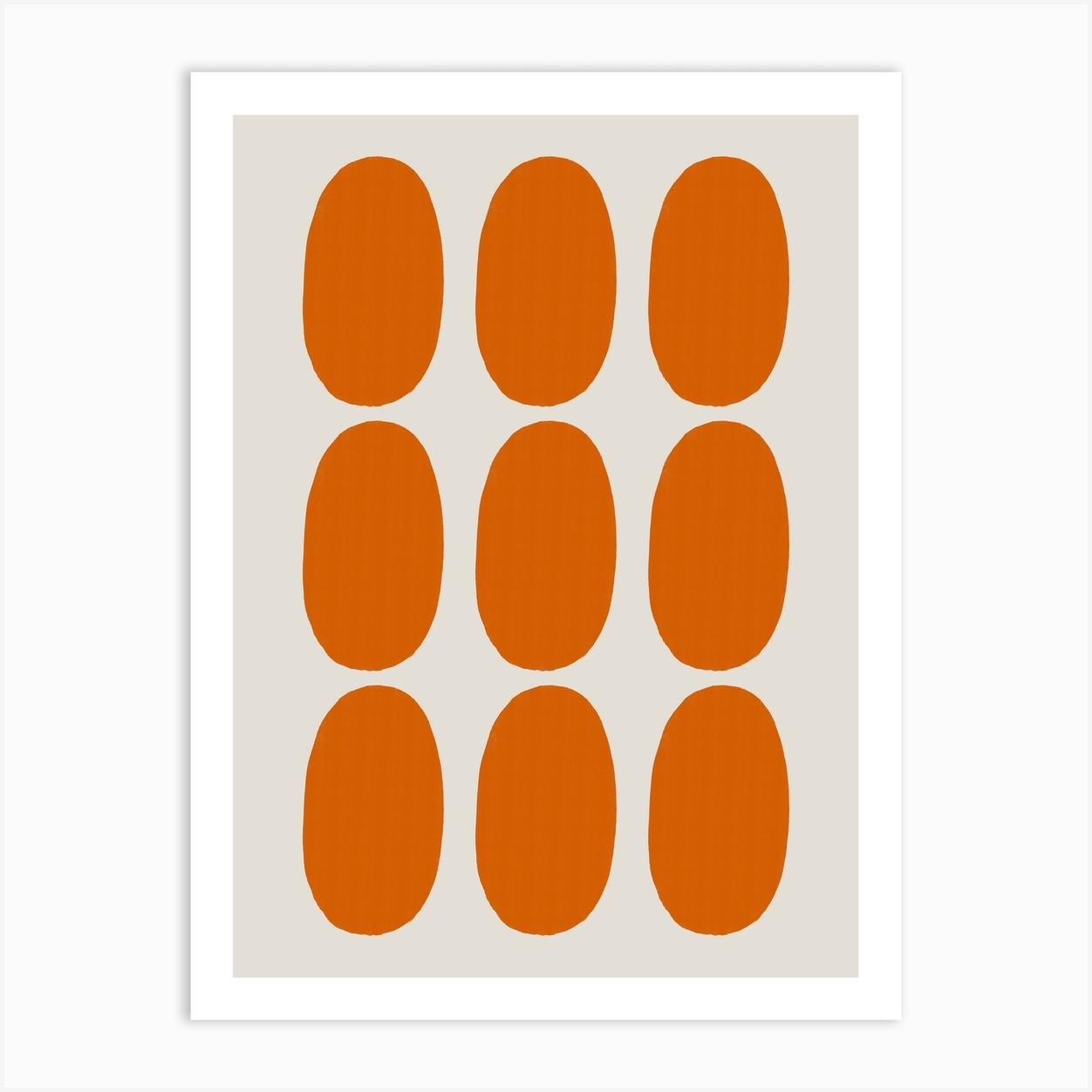Lined Up Orange Art Print by Sara Maria