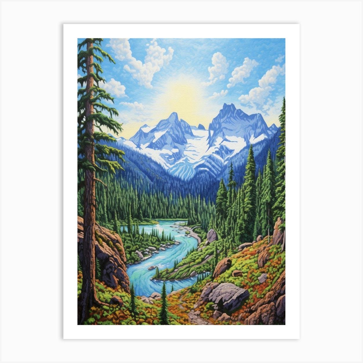 North Cascades National Park Retro Pop Art 12 Art Print by PixelPerfect