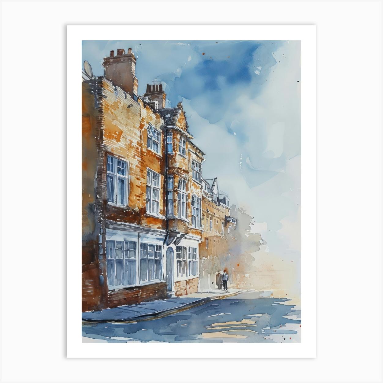 Bexley London Borough Street Watercolour 2 Art Print by Cityscape Art Co.