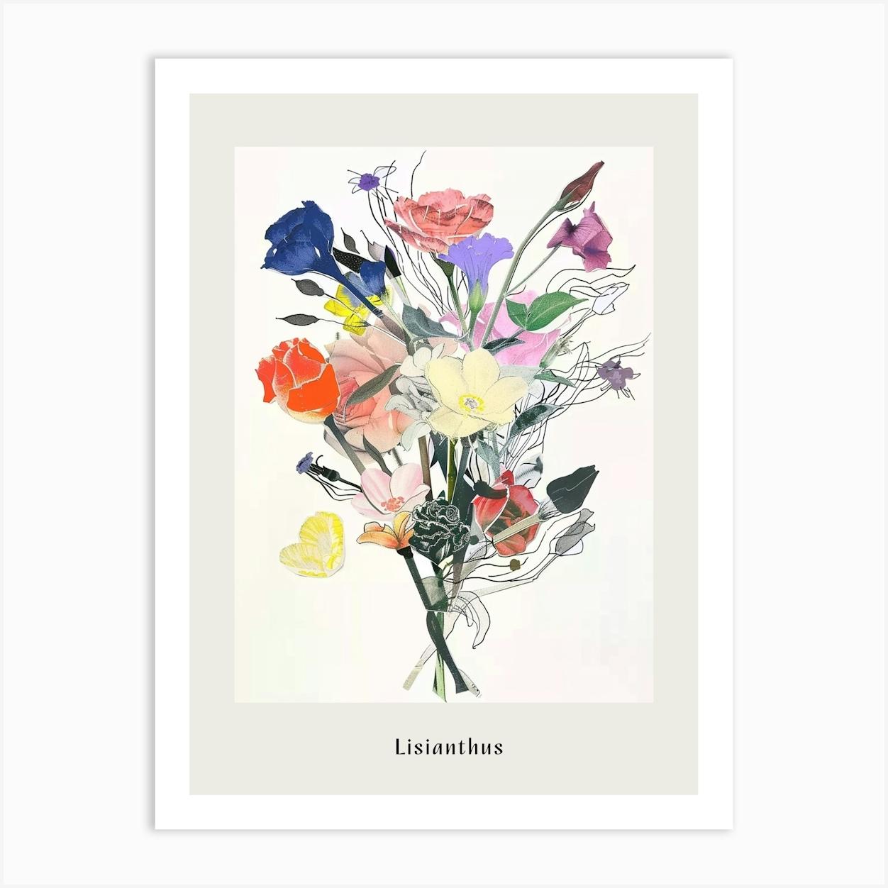 Lisianthus 1 Collage Flower Bouquet Poster Art Print by Botanic Studio