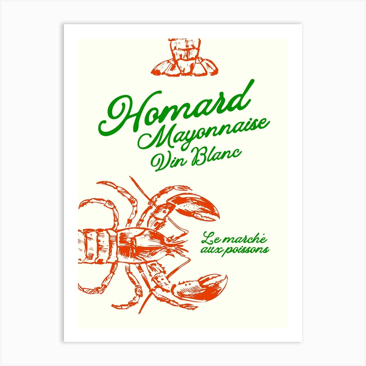 omard Mayonnaise Lobster Printable Poster, Kitchen Wall Art, Seafood Decoration, Gift Idea, Wall Decor Art Print by SplishSplashLab