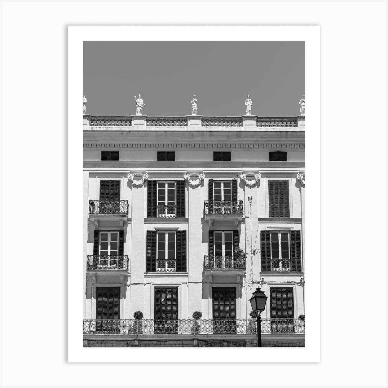 Old French Building Black And White Art Print by imagine