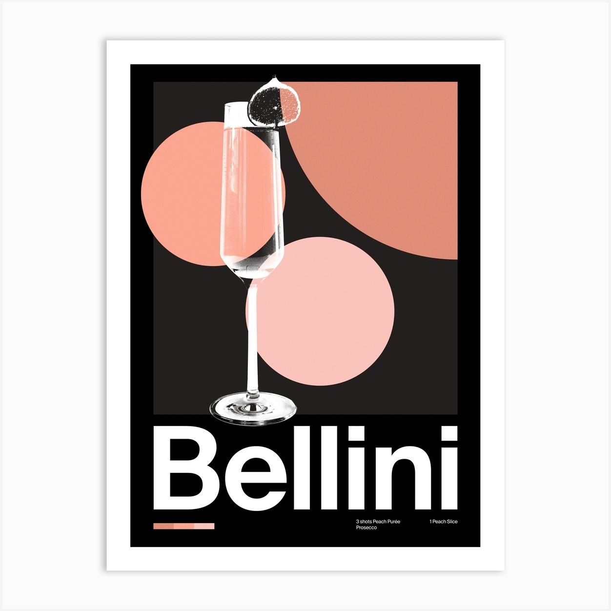 Mid Century Dark Bellini Cocktail Art Print by Urban Print Studio
