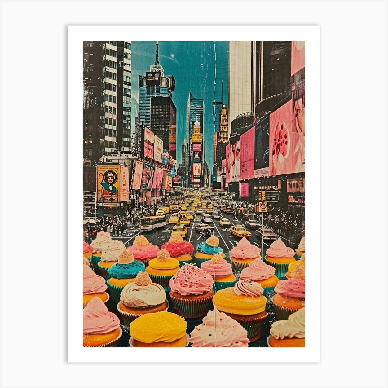 Kitsch New York Cupcake Collage 1 Poster