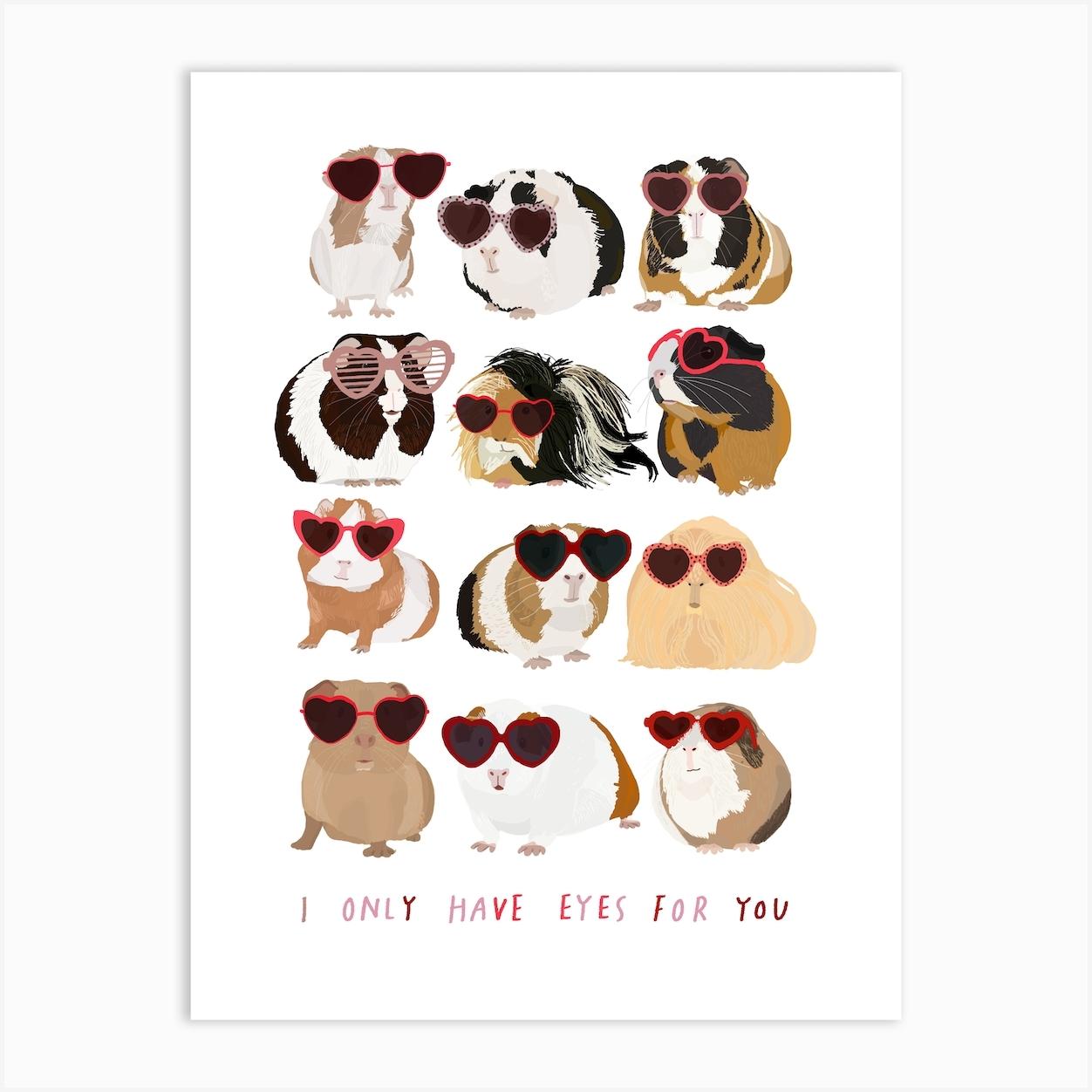 Guinea Pig In Heart Glasses Art Print by Hanna Melin