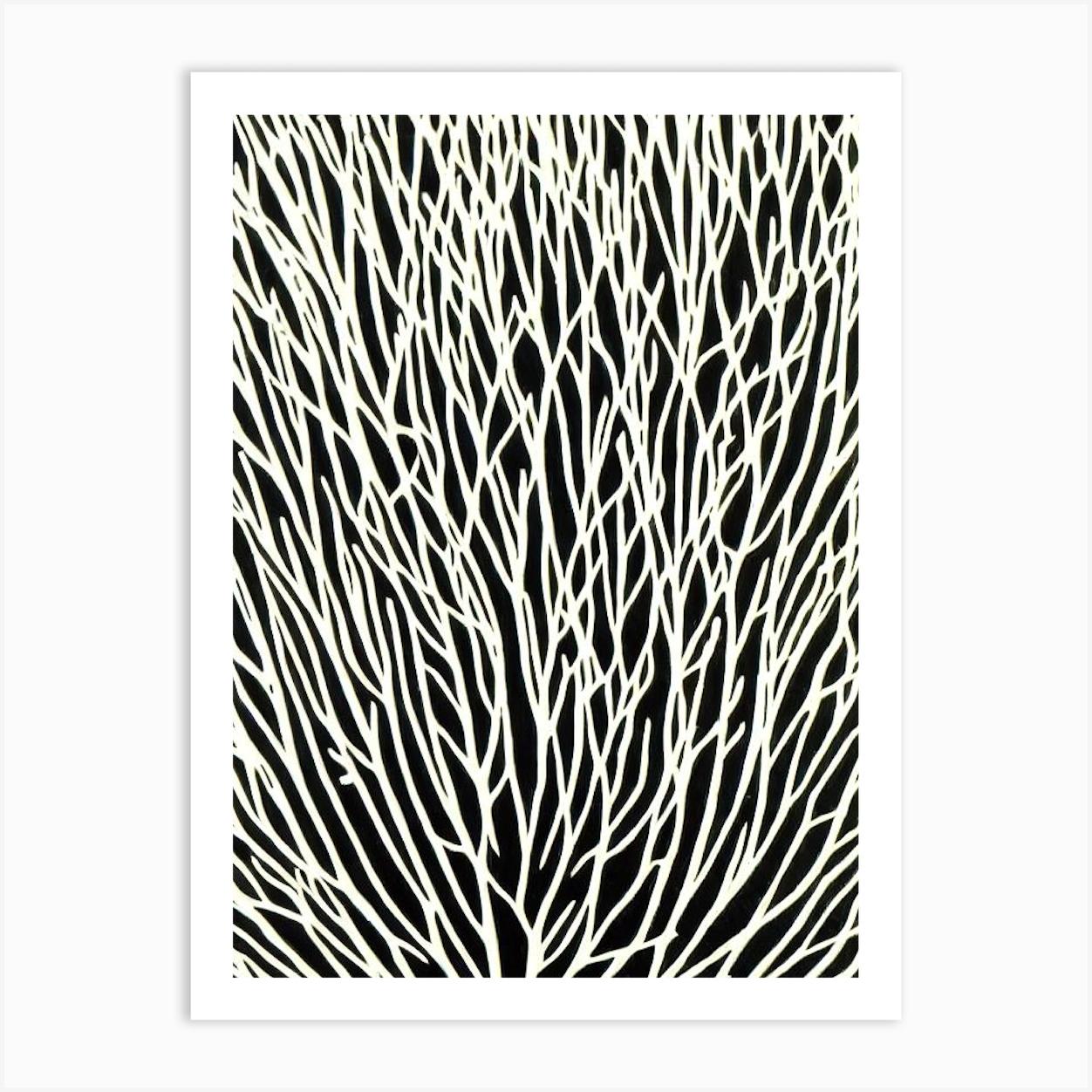 Acropora Intermedia Iii Linocut Art Print by Reef Reflections