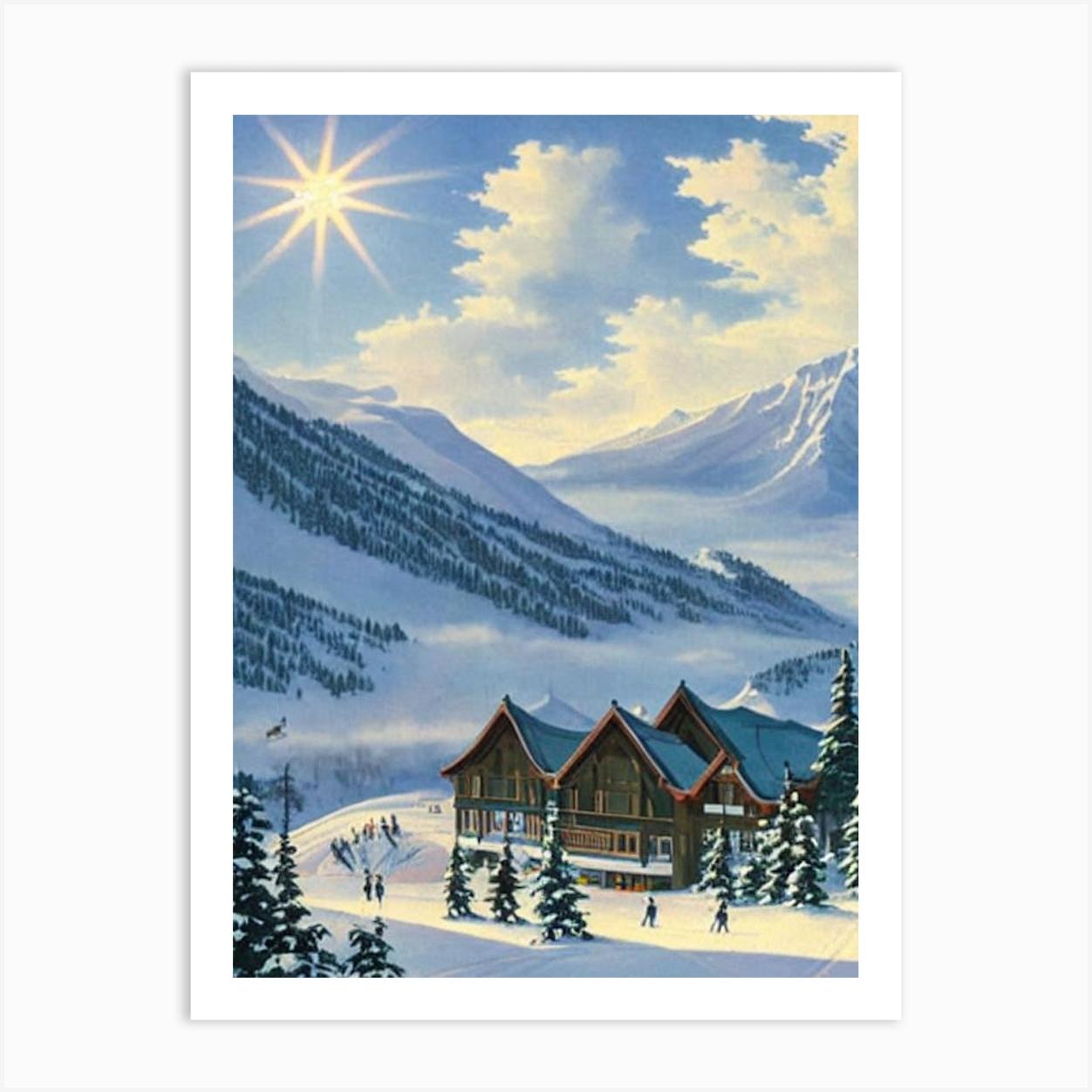 Naeba, Japan Ski Resort Vintage Landscape 1 Skiing Poster Art Print by Piste Posters