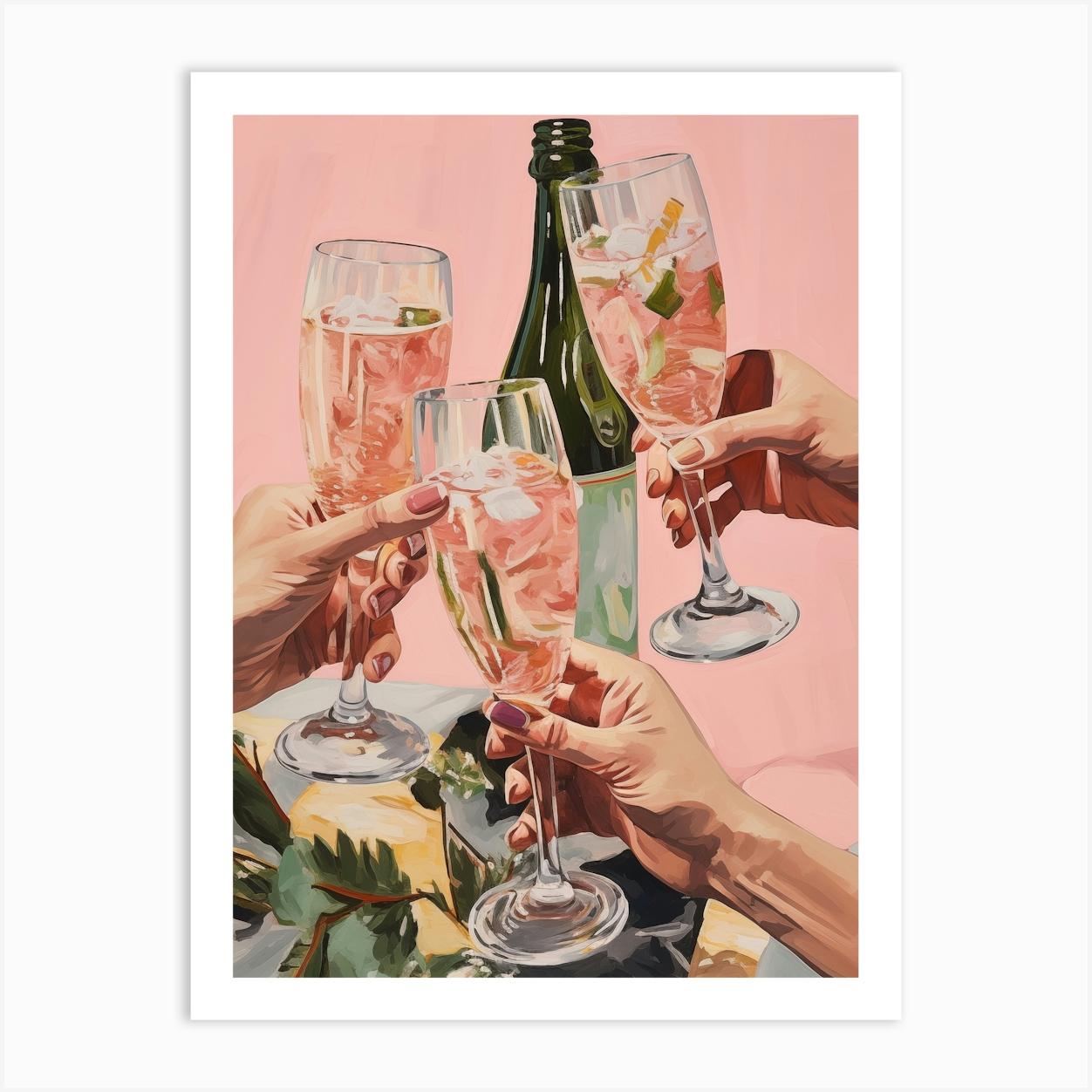 Glass Of Champagne Art Print by SplishSplashLab