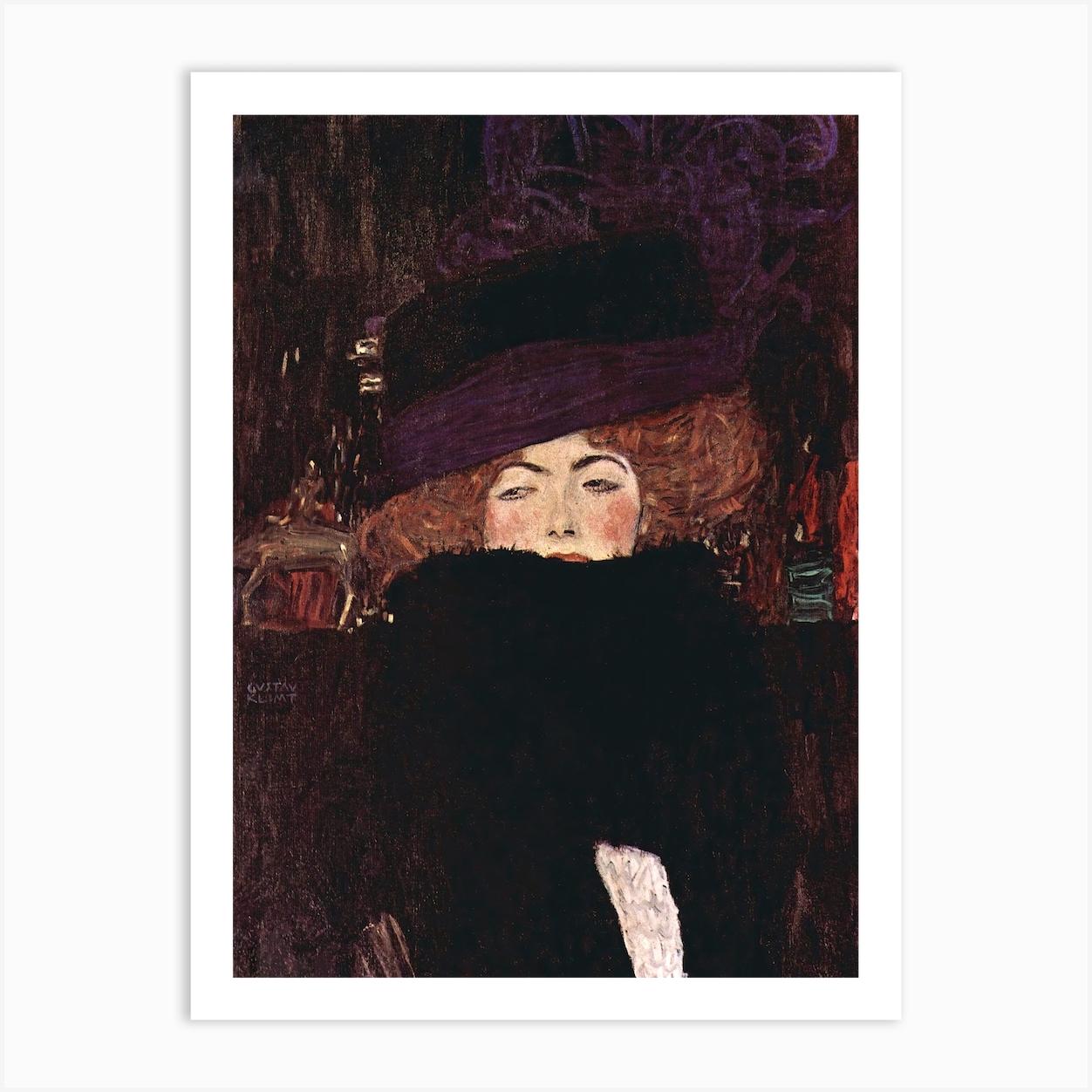 Dame Mit Hut Und Federboa (1909), Gustav Klimt Art Print by Fy! Classic Art Prints and Posters
