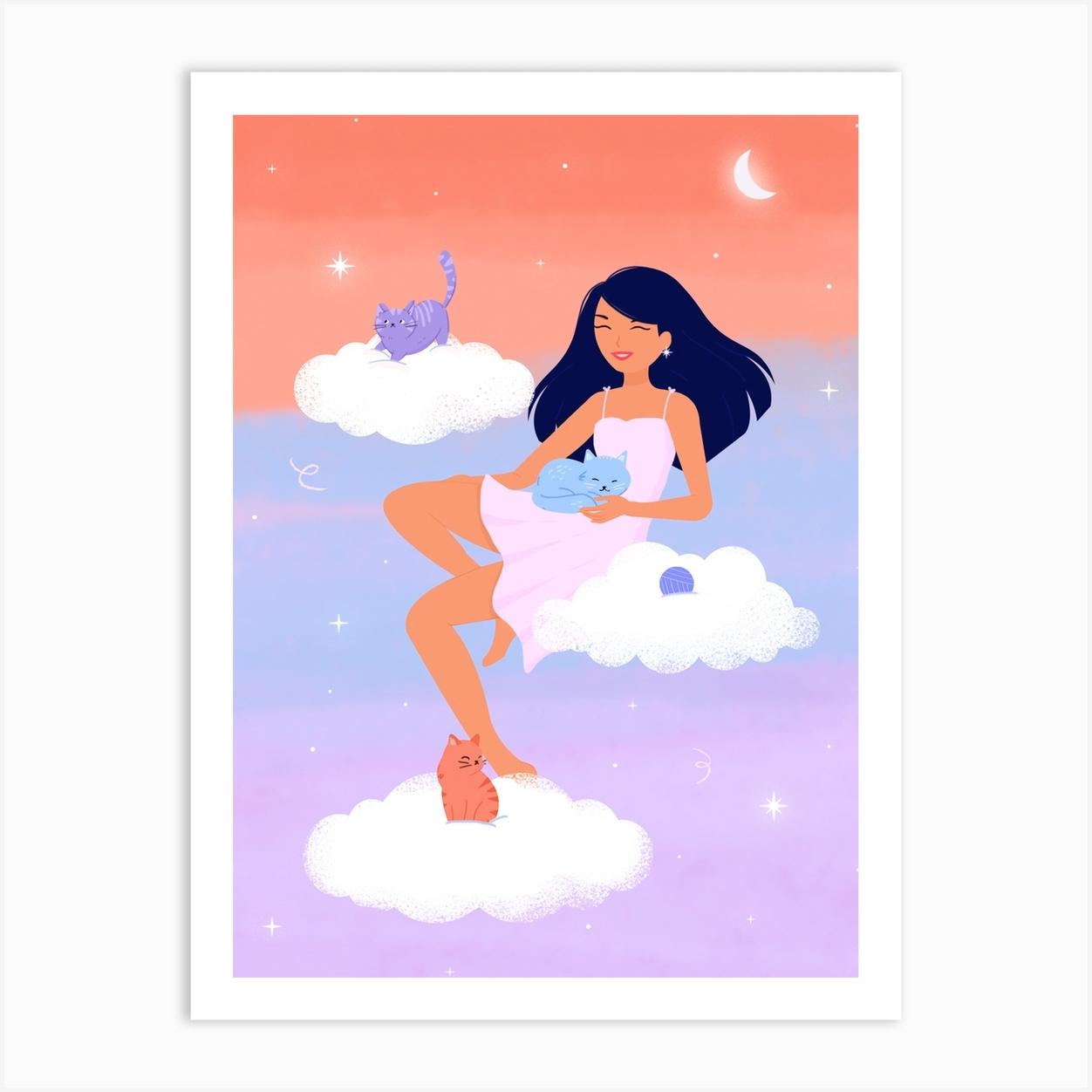 Kittens On Clouds Art Print by Ankita Bhasme