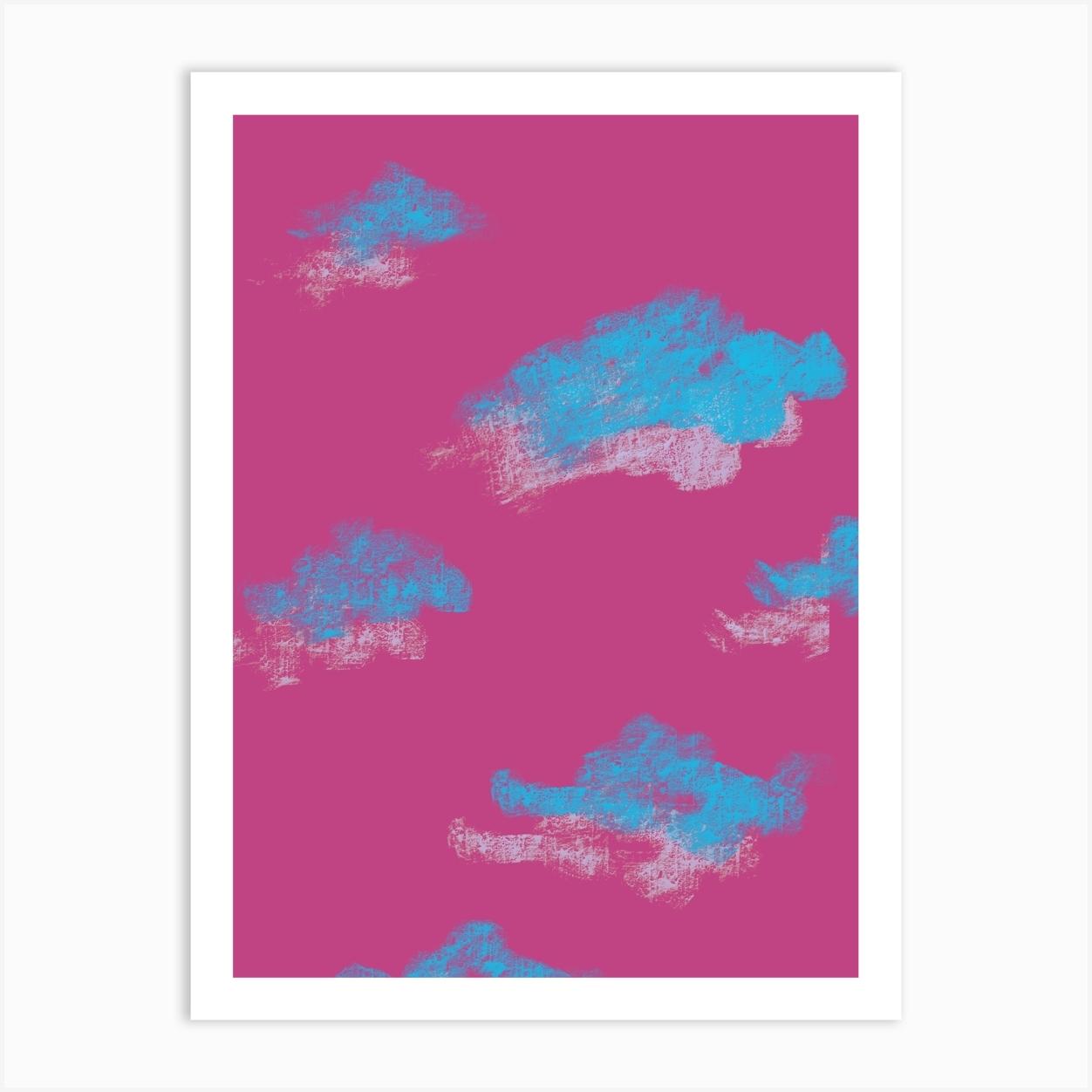 Clouds On A Pink Background Art Print by AniManoo