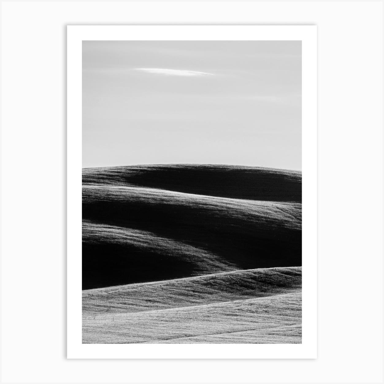 Italy Tuscany Rolling Hills 1 Bw Art Print by Alexandru Panac