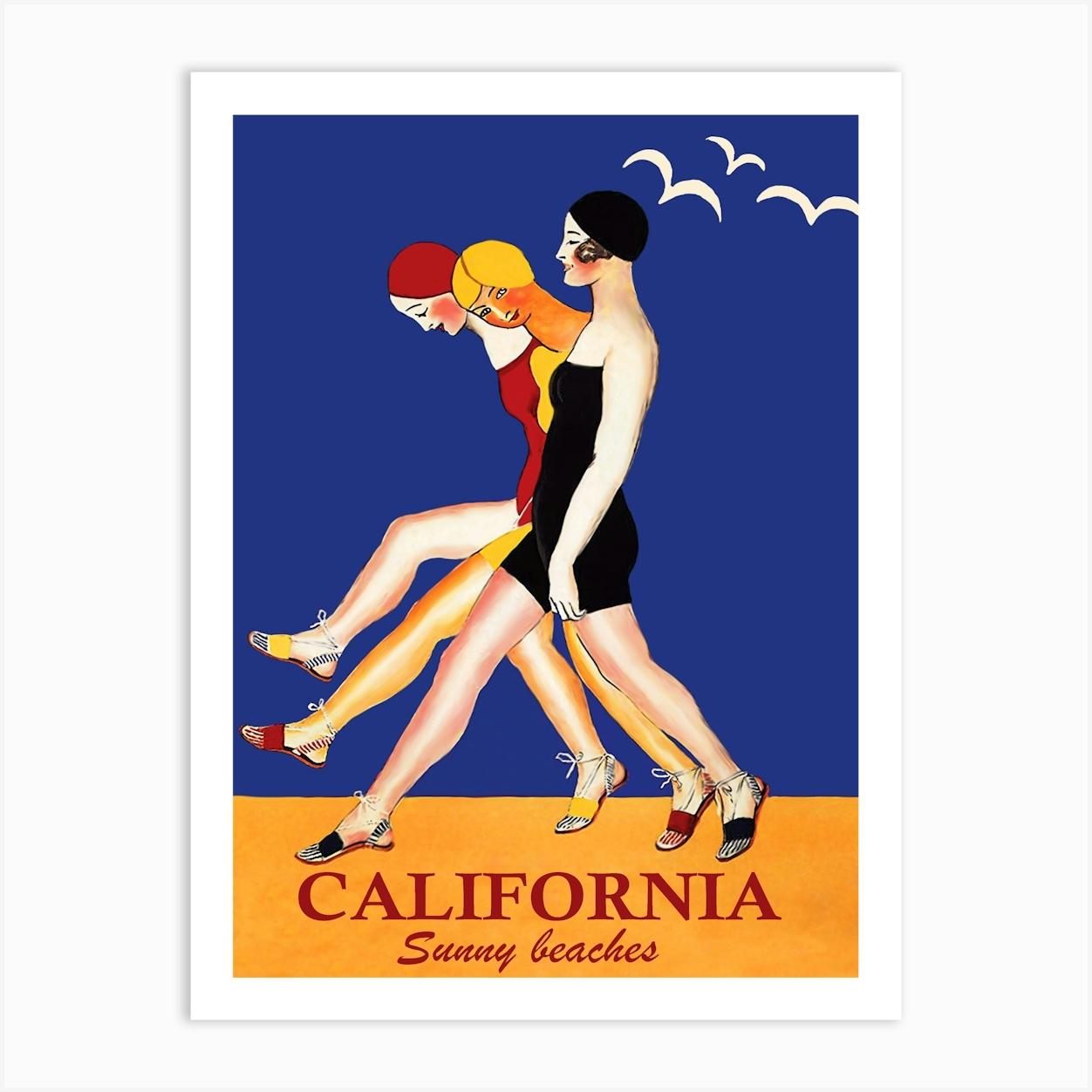Three Girls From California Art Print by Vintage Spirit