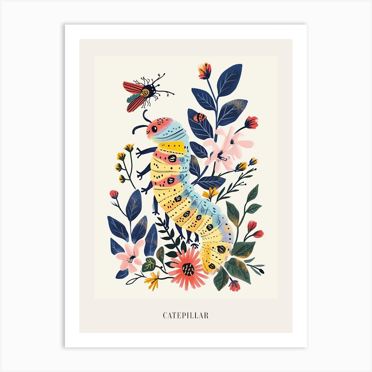 Colourful Insect Illustration Catepillar 7 Poster Art Print by Ritual Art Prints