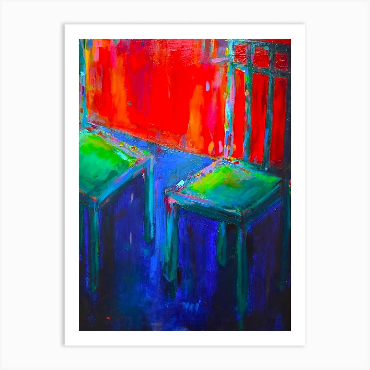Green Chairs Art Print by Dawn Underwood