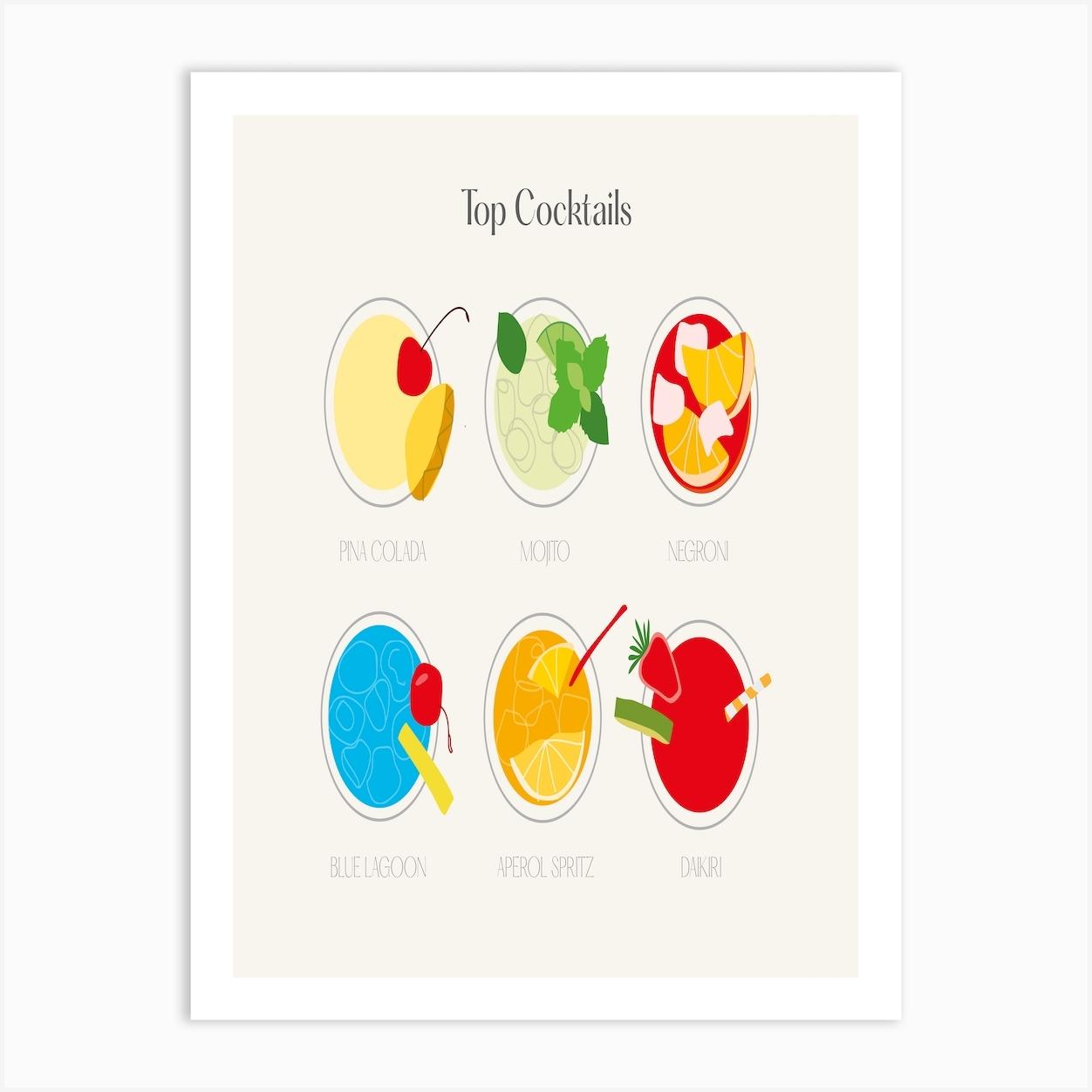 Top Cocktails List Landscape Art Print by Mambo