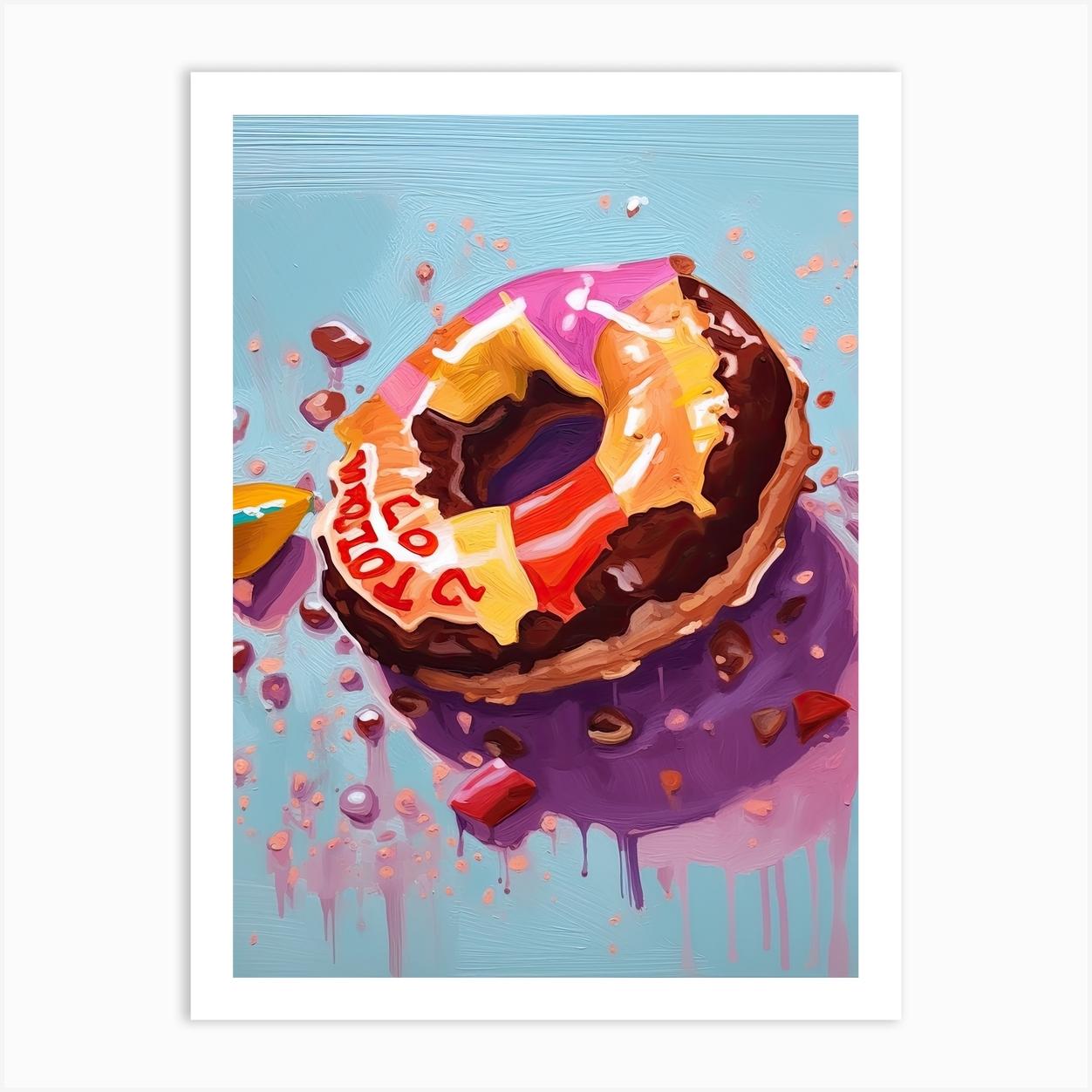 A Doughnut Oil Painting 1 Art Print by PopArt Pals