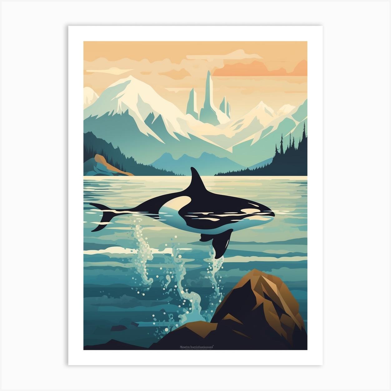 Icy Orca Whale In Ocean 2 Art Print by Energy of the Sea