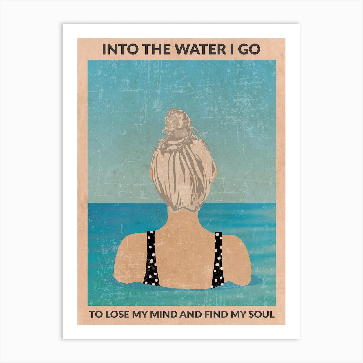 Into The Water Silver Bathroom Art Print by WallChart Prints