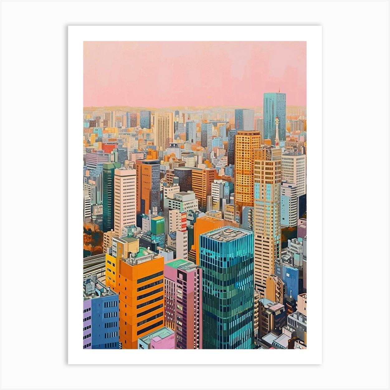 Tokyo Kitsch Cityscape 3 Art Print by Bubblegum Kitsch