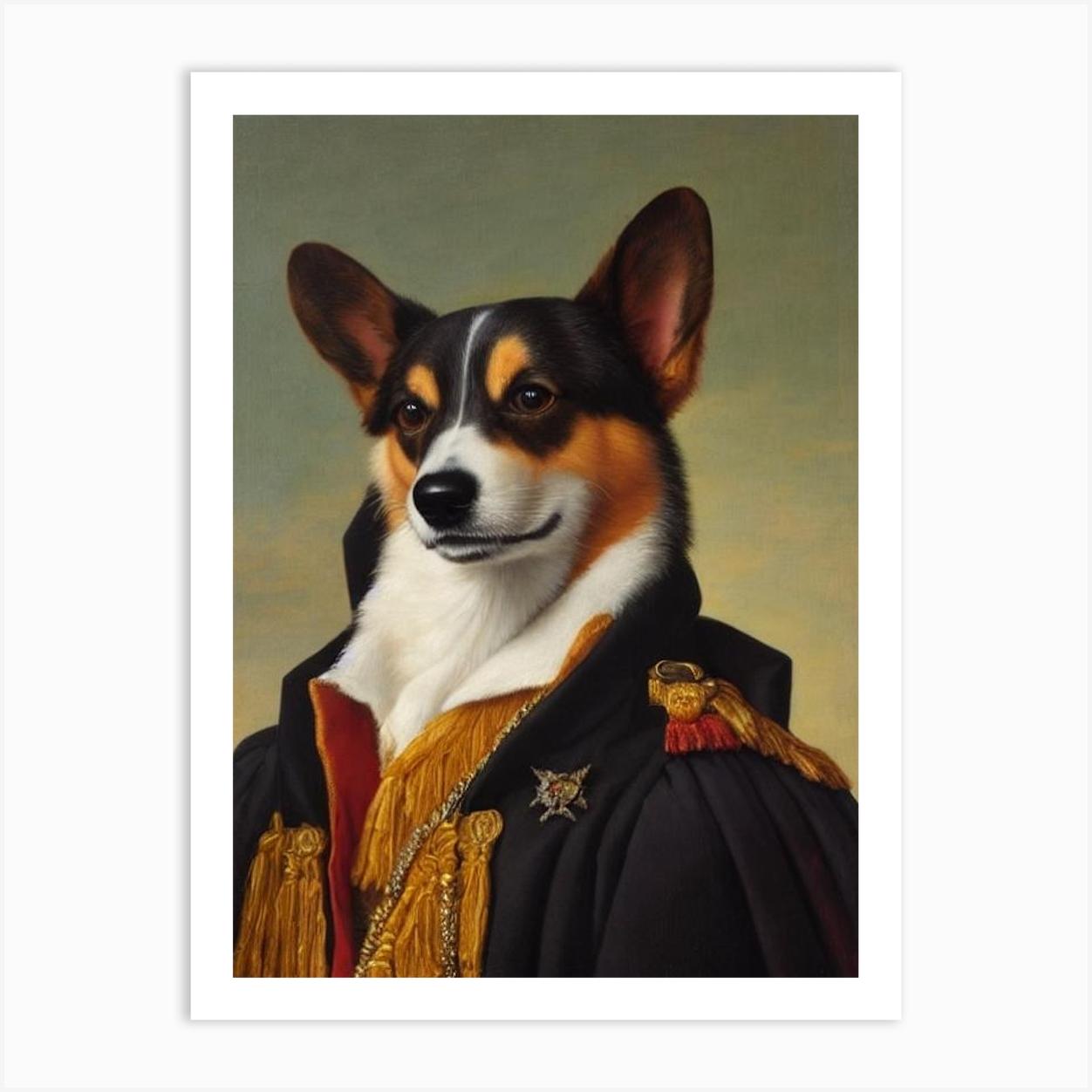 Pembroke Welsh Corgi 2 Renaissance Portrait Oil Painting Art Print by Renaissance Revival
