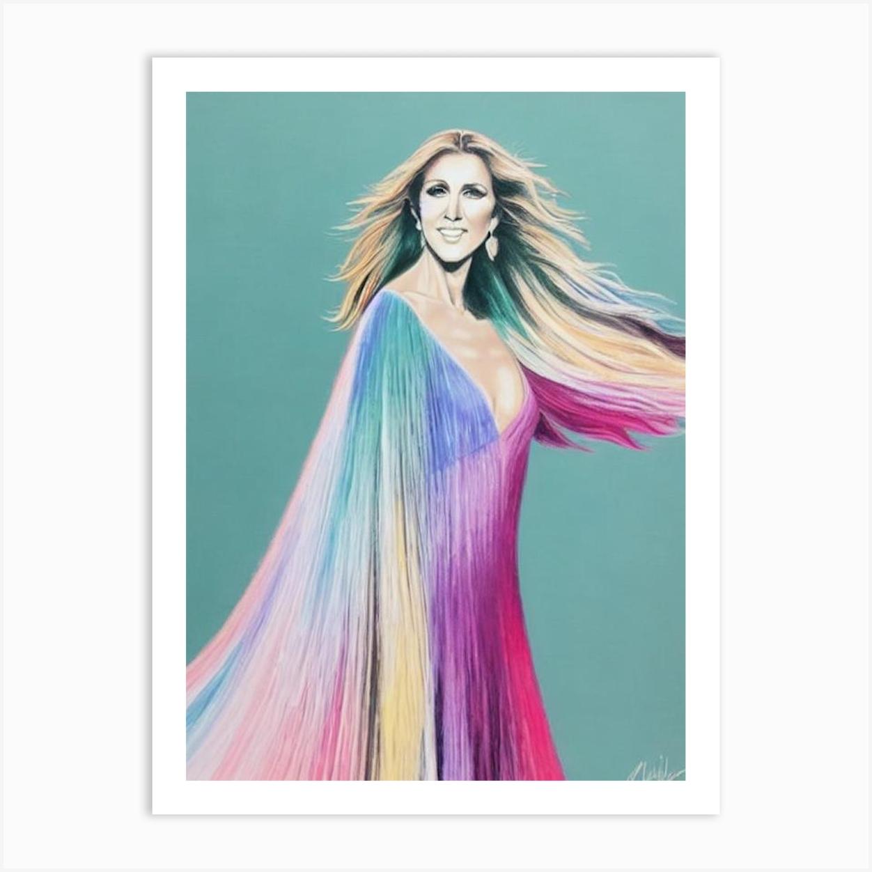 Céline Dion Colourful Illustration Art Print by The Music Lab