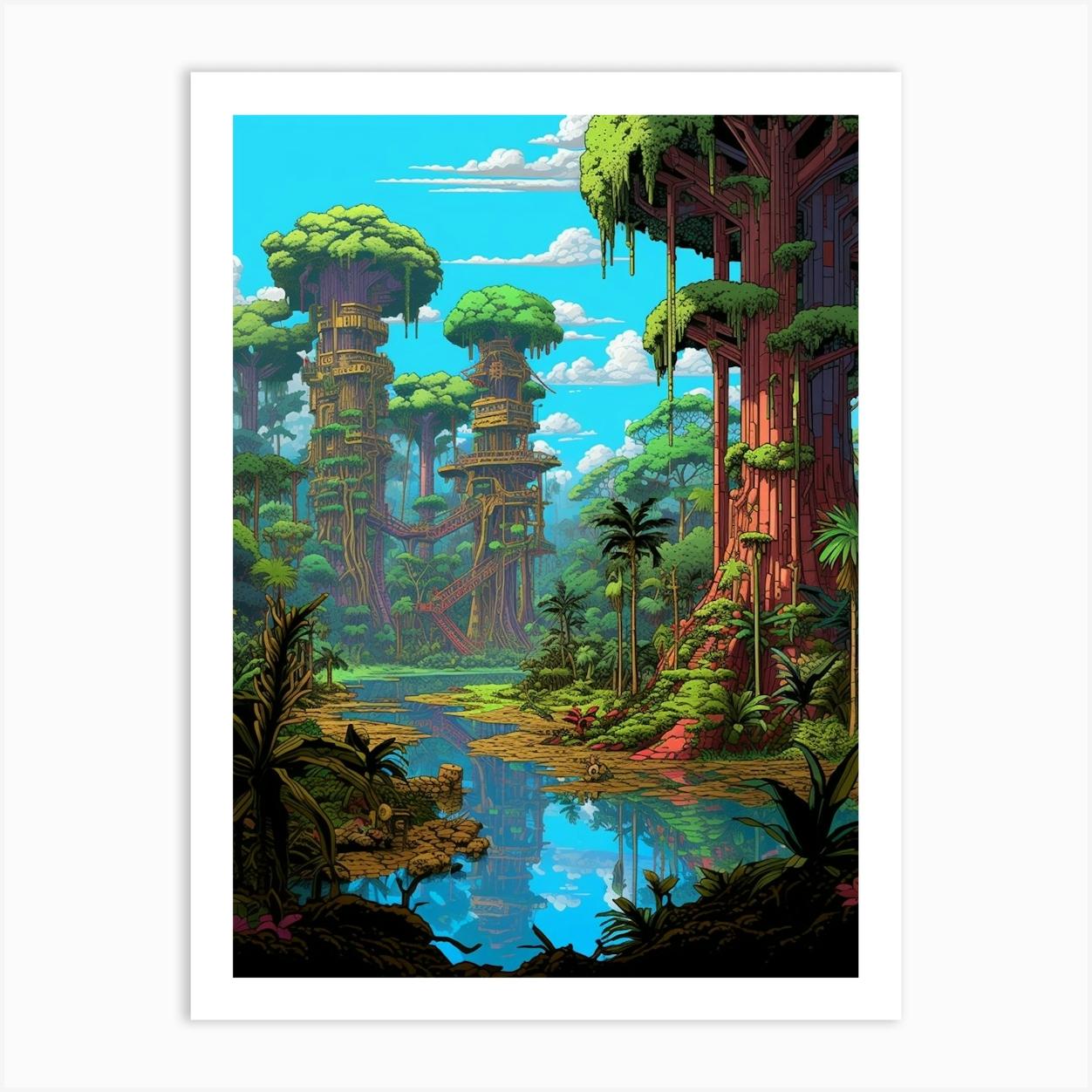 Tambopata National Park Pixel Art 2 Art Print by PixelPerfect