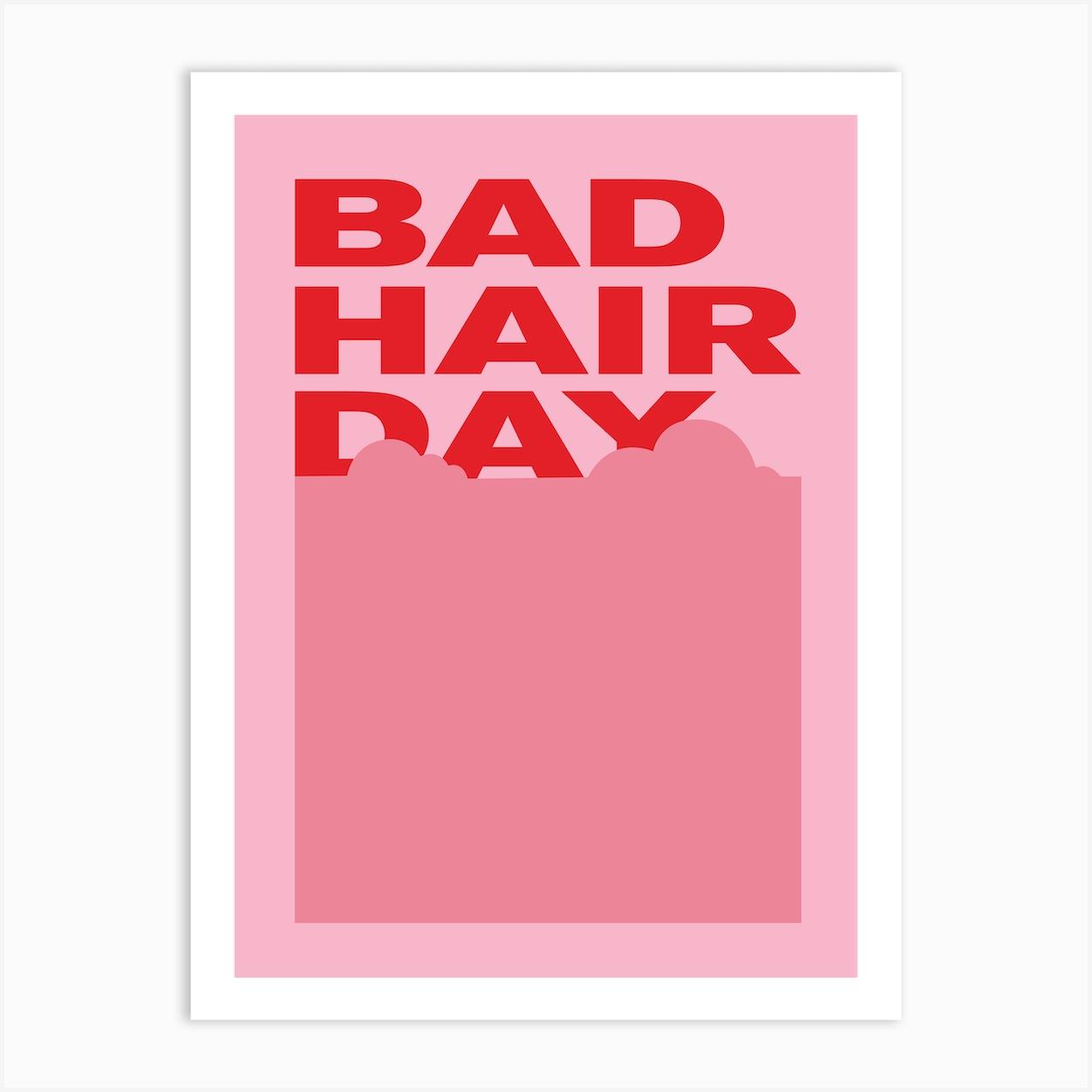 Bad Hair Day Pink Art Print by Scandinavian Design