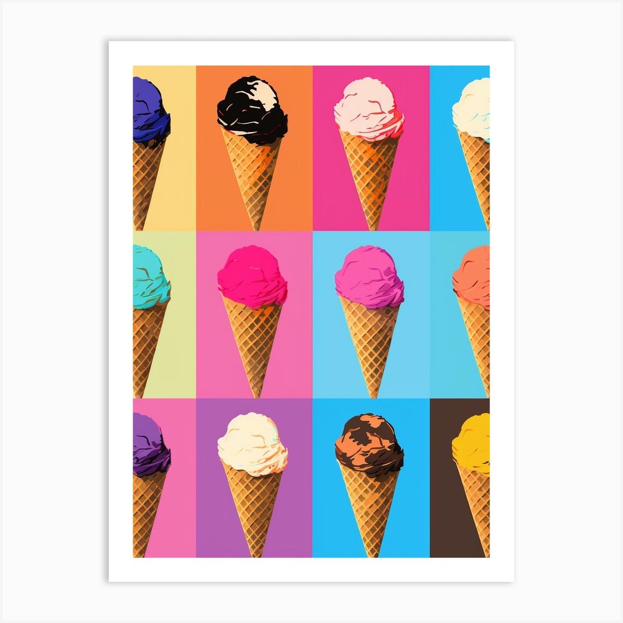 Retro Ice Cream Colour Pop 1 Art Print by PopArt Pals