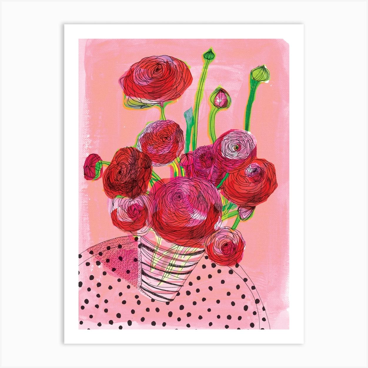 Flowers On My Table Art Print by Paula Mills