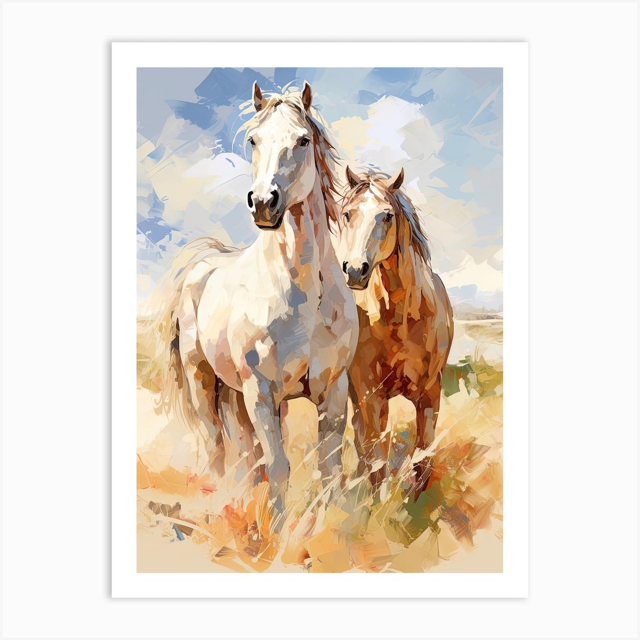 Horses Painting In Outback, Australia 4 Art Print by Equine Masterpieces