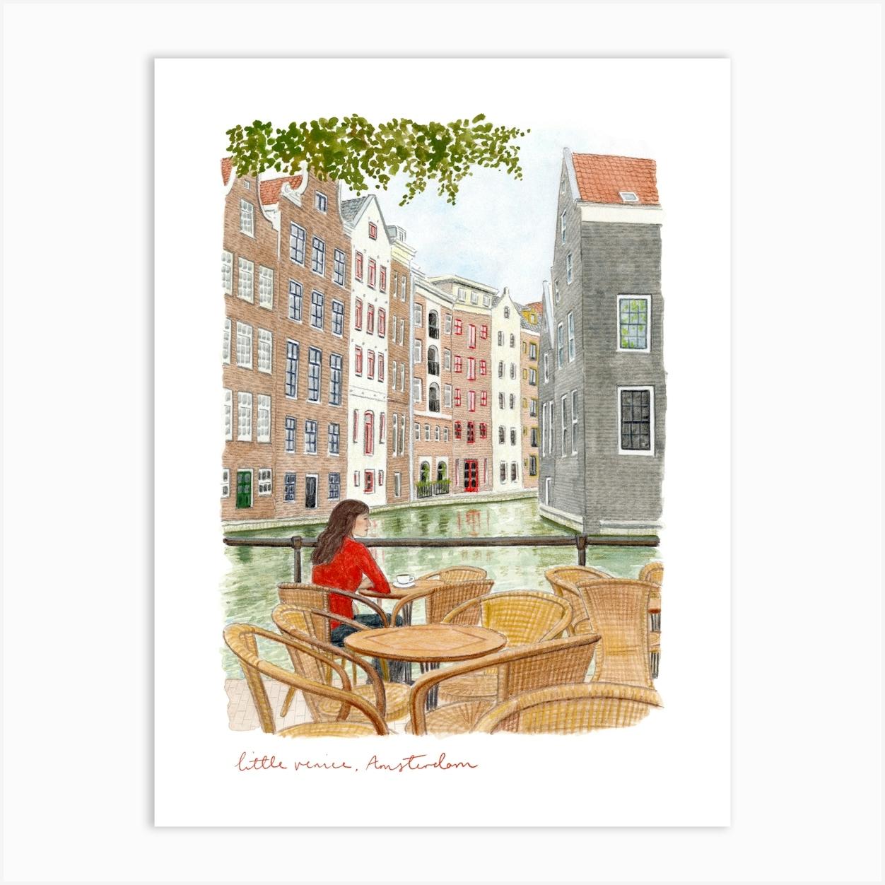 Amsterdam, Little Venice, Netherlands Art Print by Art by Claudia Rose