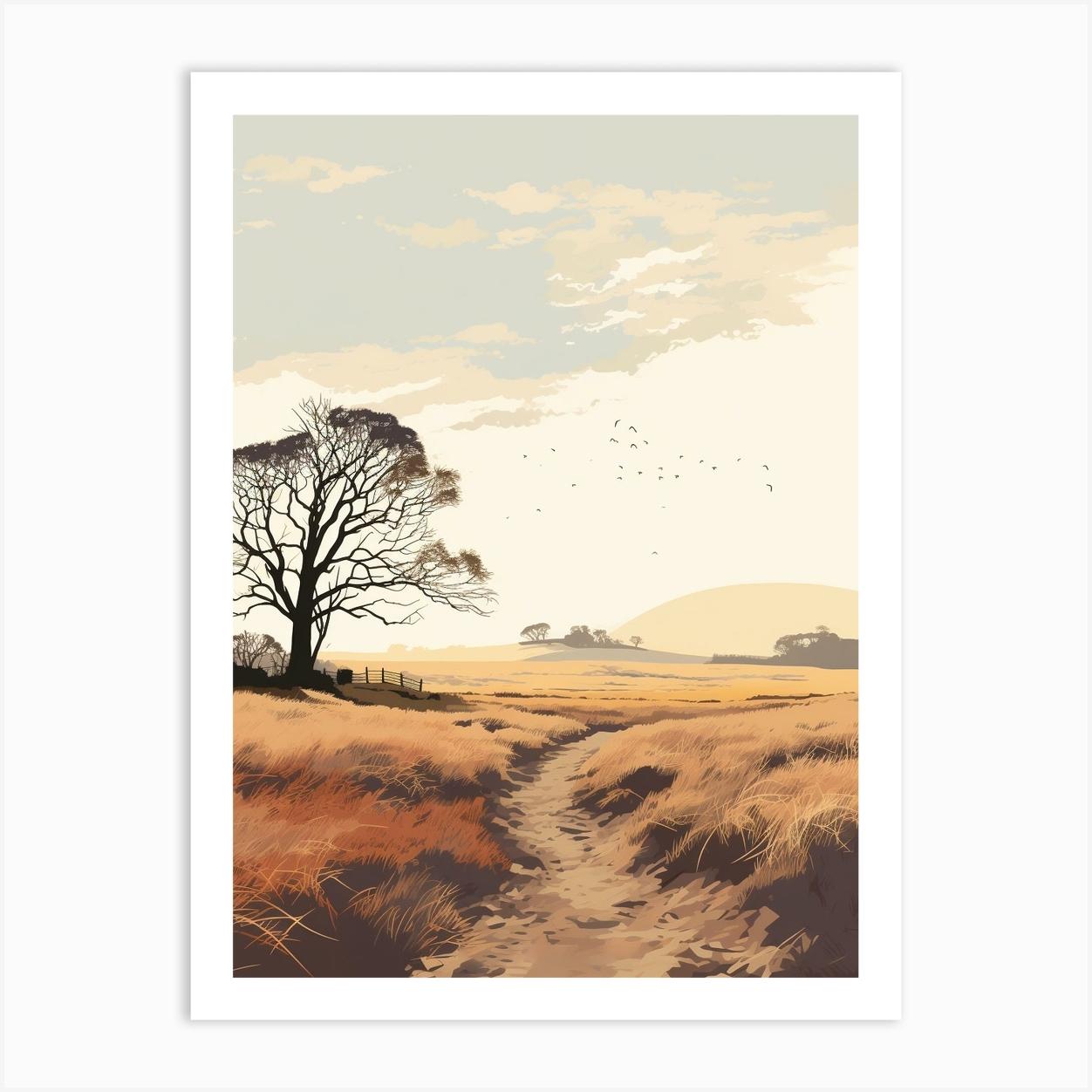 The West Mendip Way England 4 Hiking Trail Landscape Art Print by WanderWall Prints