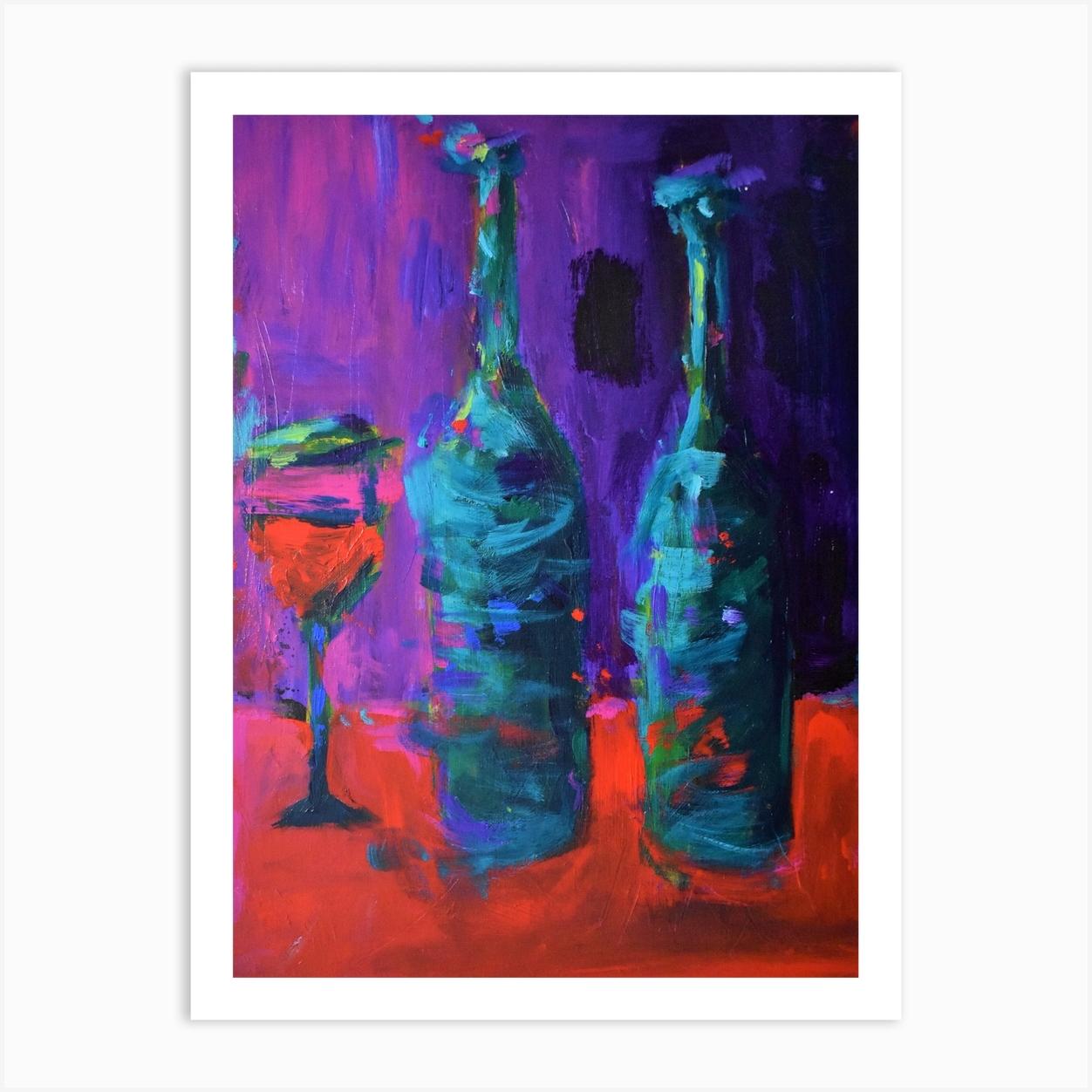 Bottles And Glass Art Print by Dawn Underwood
