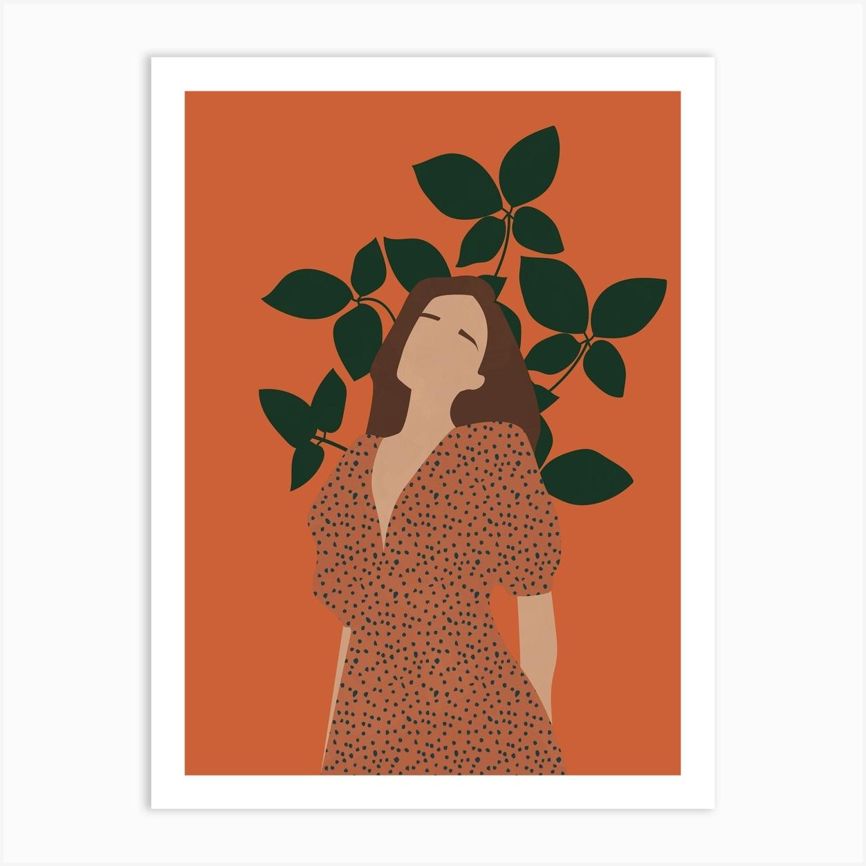 Woman In Polka Dot Dress Art Print by Technicolorable