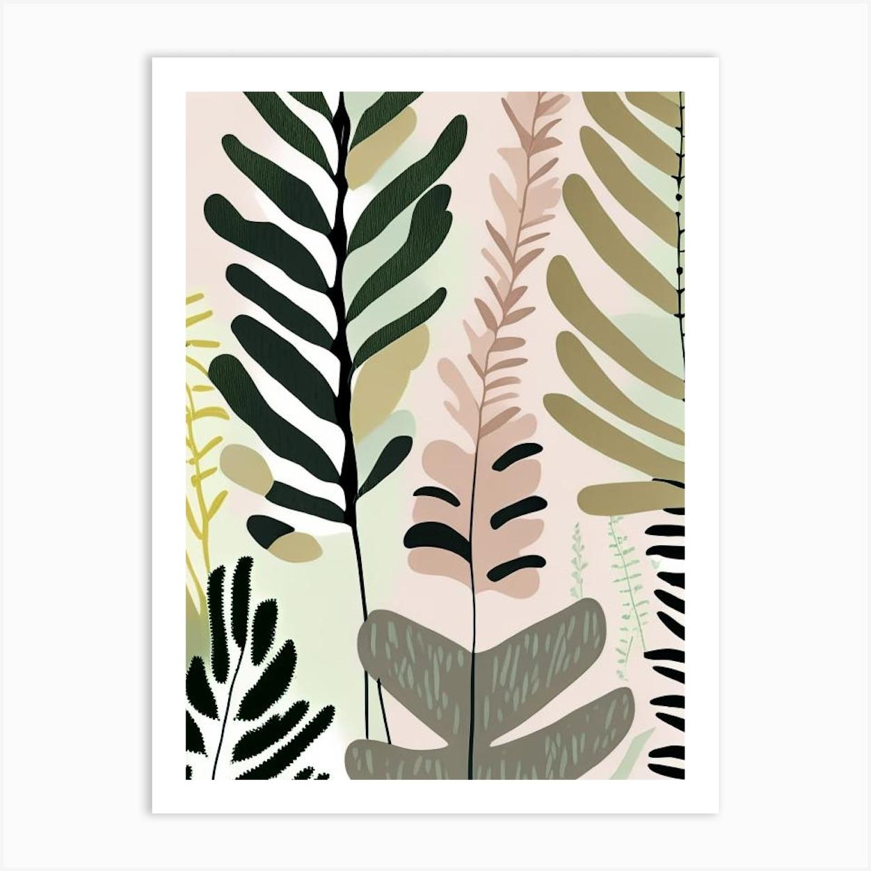 Evergreen Fern Wildflower Modern Muted Colours 2 Art Print by Wildflower Studio