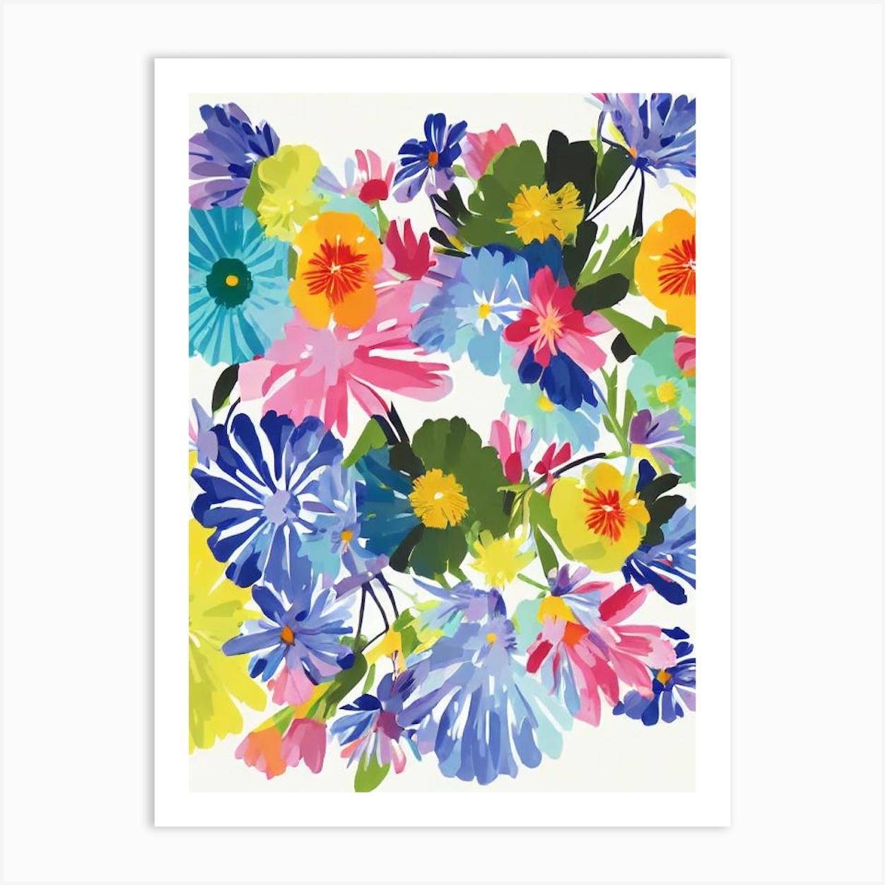 Daisies 1 Modern Colourful Flower Art Print by The Artsy Florist