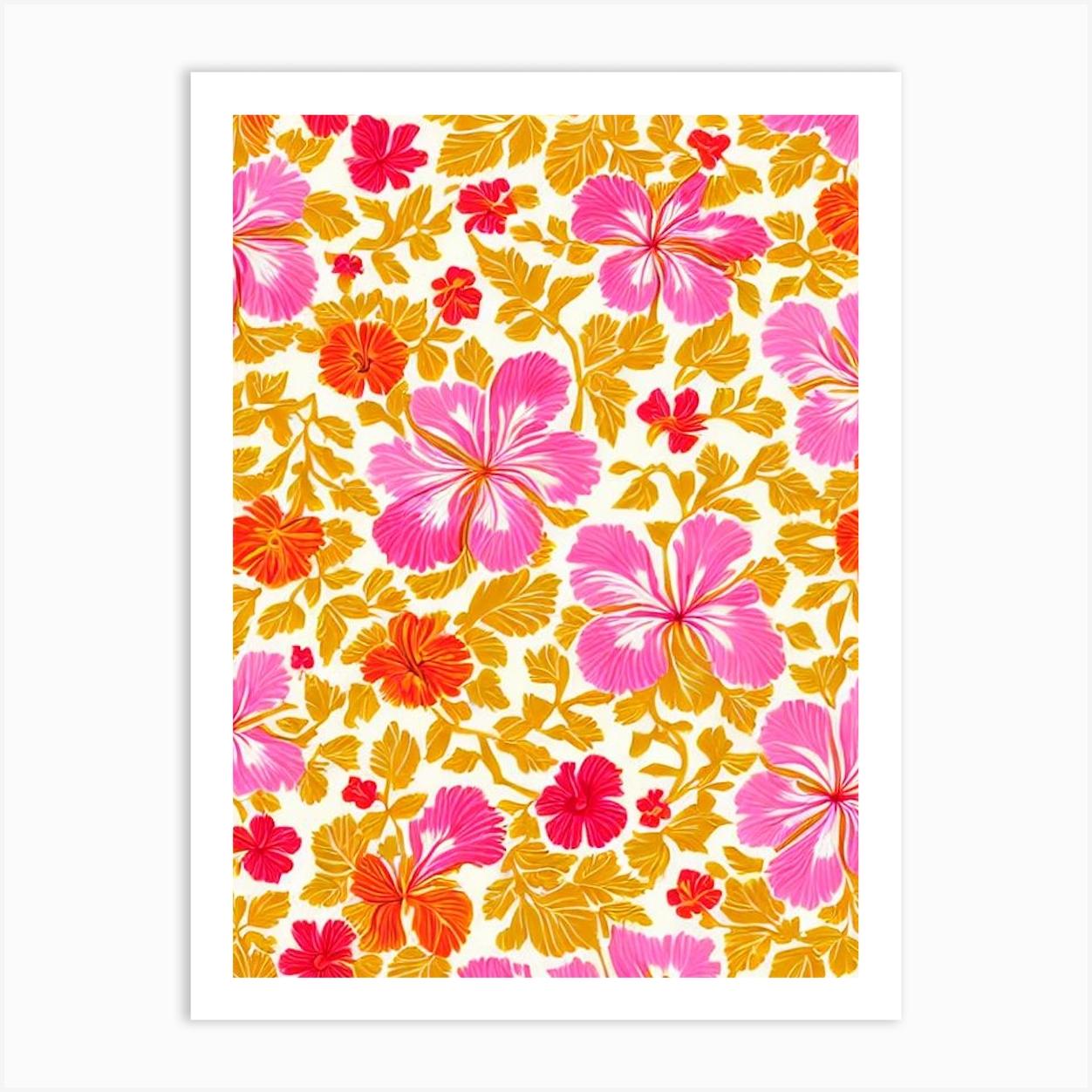 Hibiscus Floral Print Warm Tones 1 Flower Art Print by Petal Palette