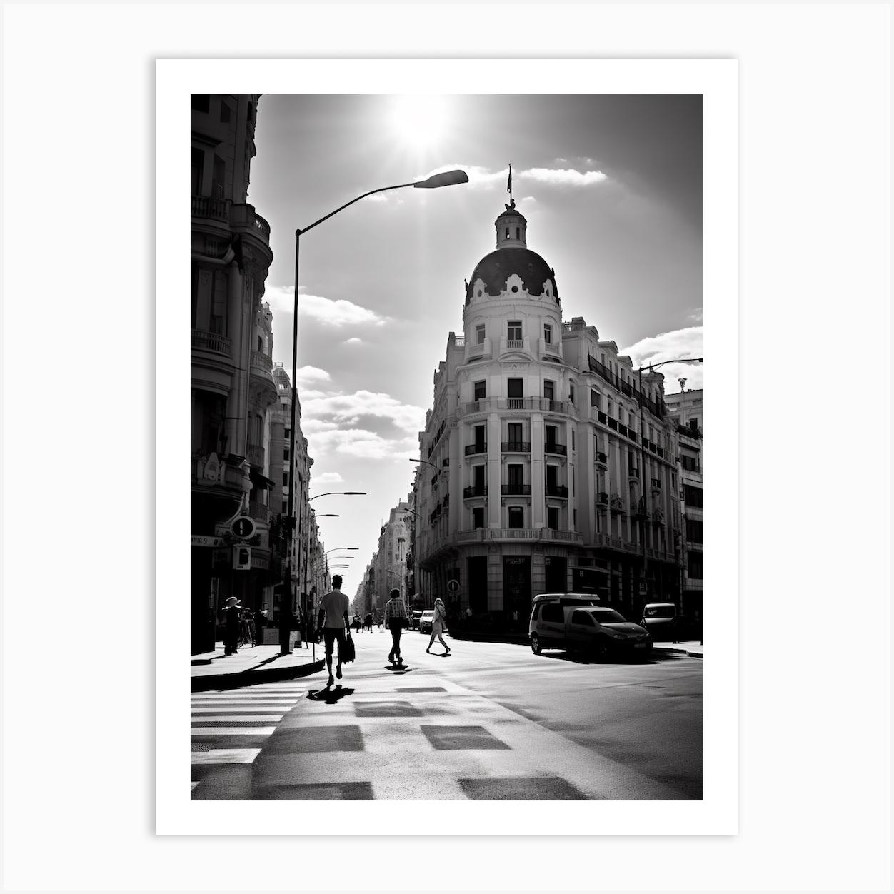 Madrid, Spain, Black And White Analogue Photography 4 Art Print by Monochrome Vistas