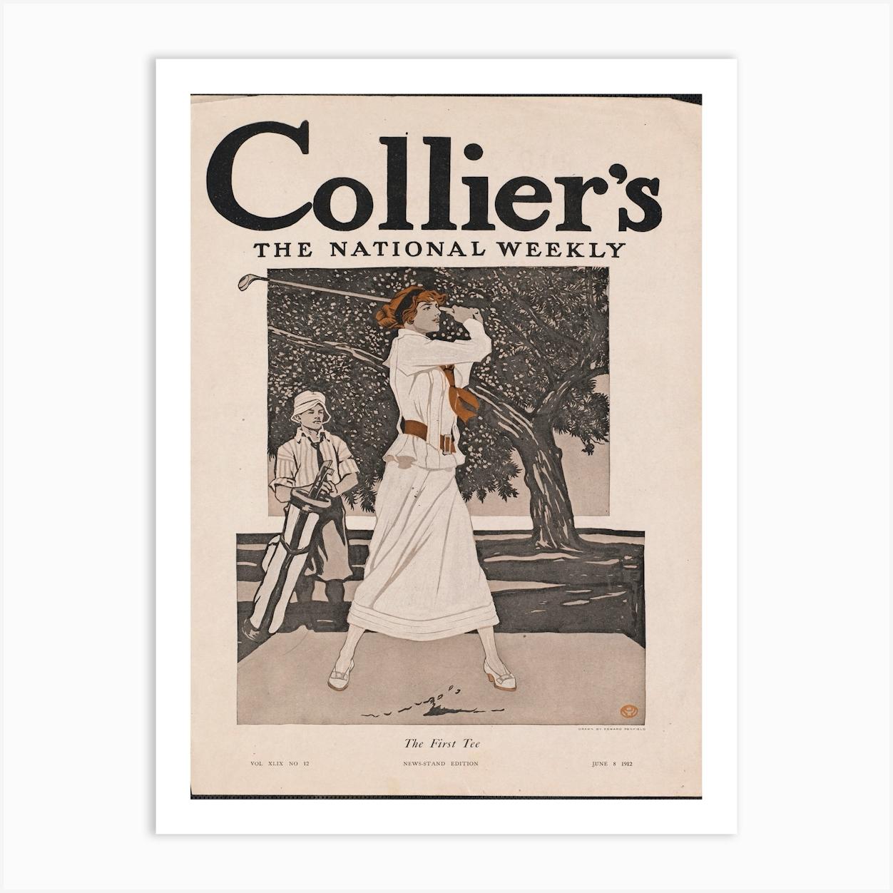 Collier S, The National Weekly, The First Tee, Edward Penfield Art Print by Fy! Classic Art Prints and Posters