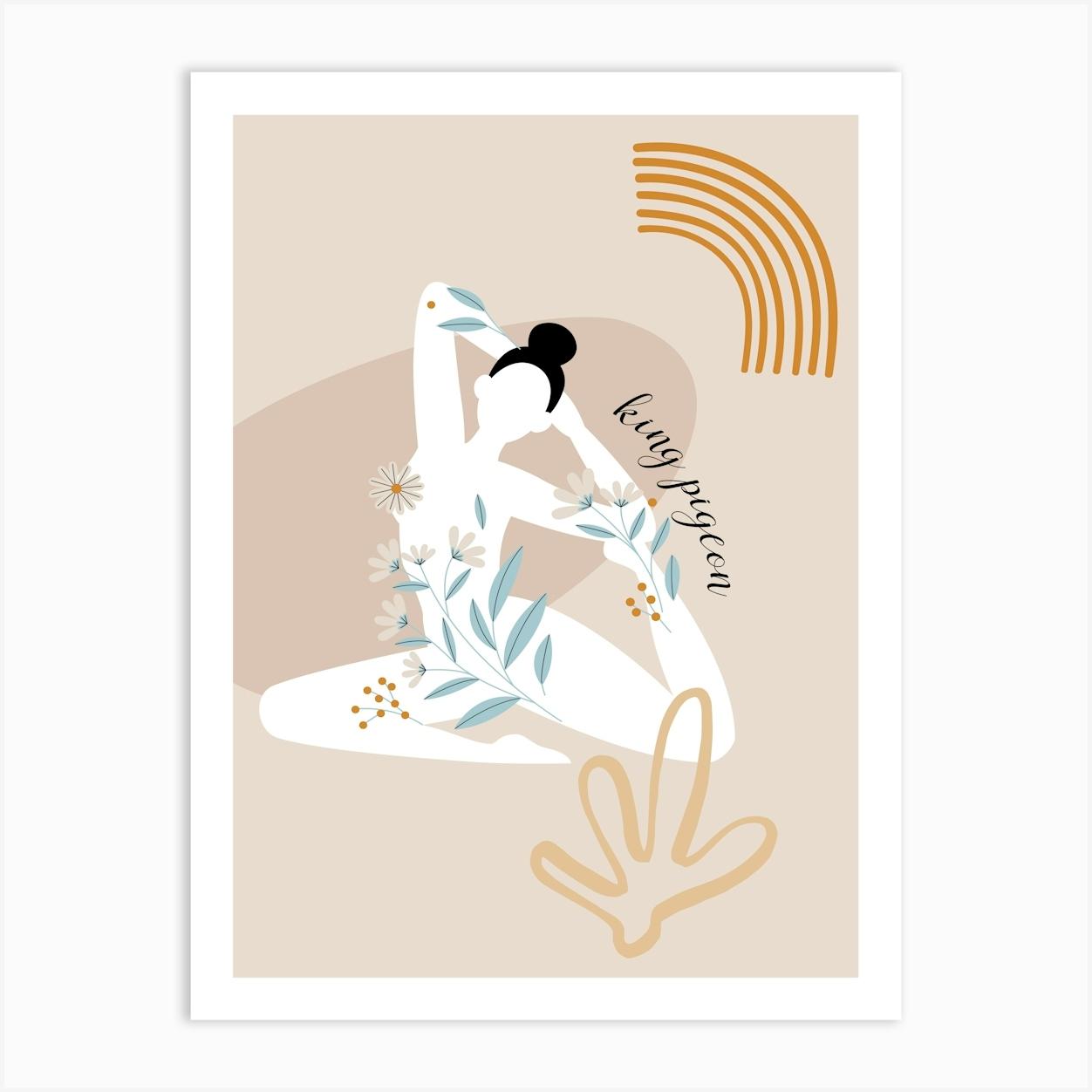 Yoga Woman. Boho Yoga Girl & Flowers — boho poster, boho wall art Art Print by Synthwave1950