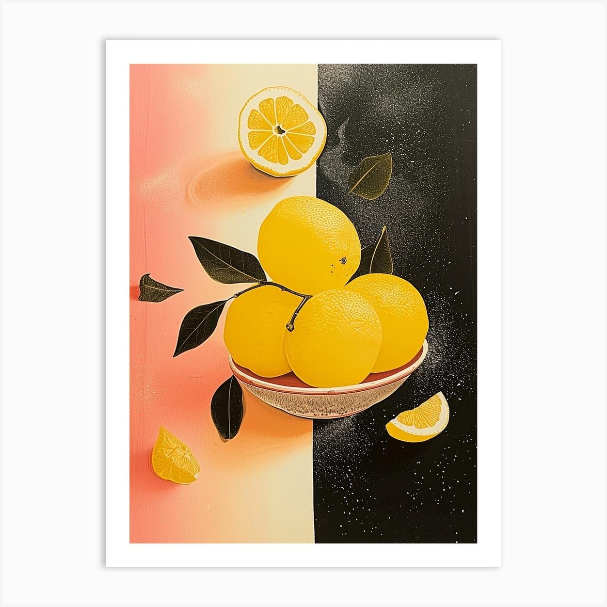 Citrus Fruit Art Deco 2 Art Print by Colourful Harvest