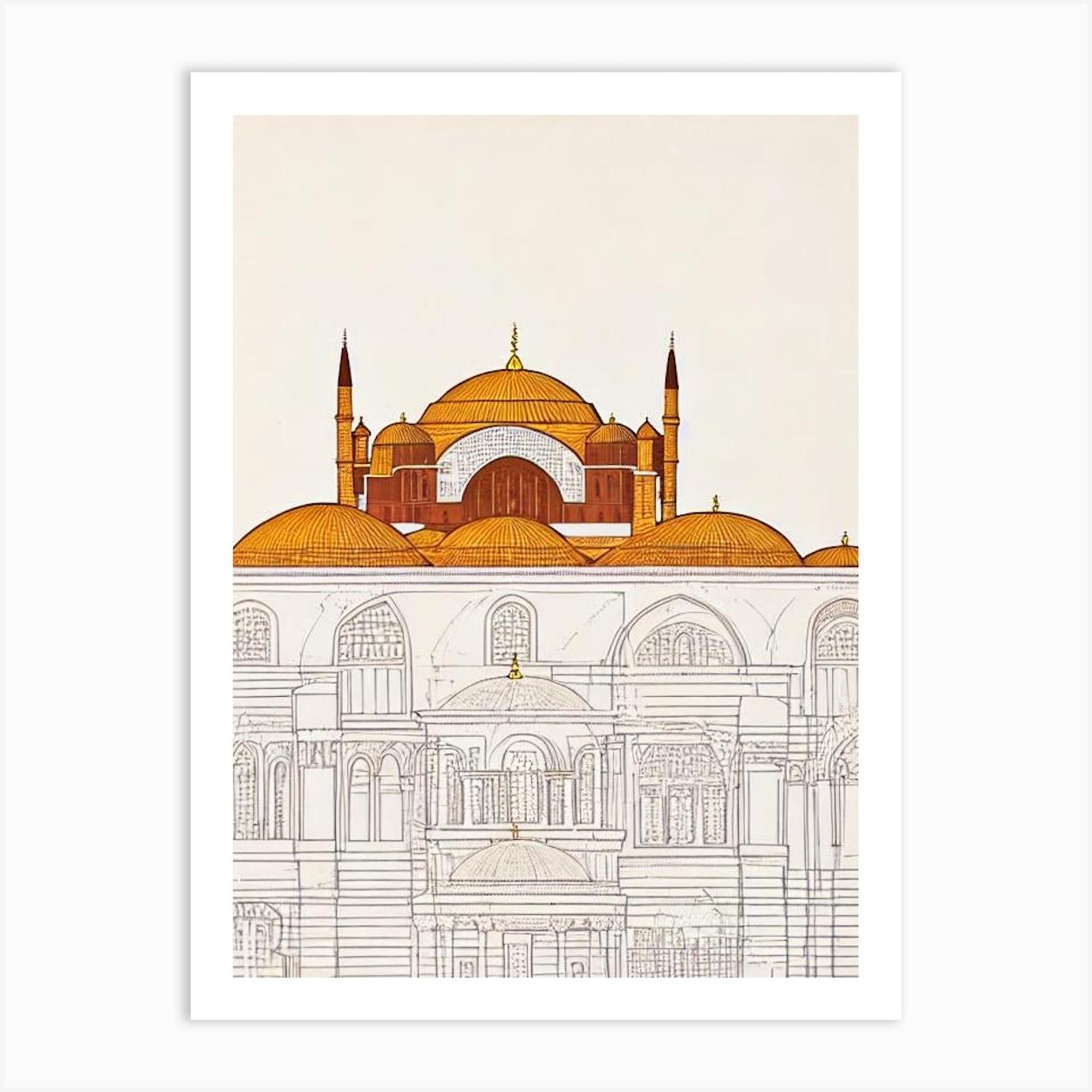 Hagia Sophia 3 Istanbul Boho Landmark Illustration Art Print by Landmark Prints