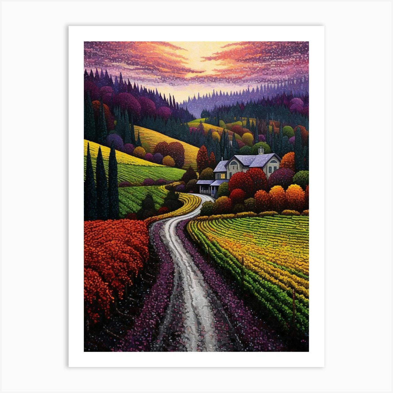 Woodinville Wine Country Fauvism 12 Art Print by PixelPerfect