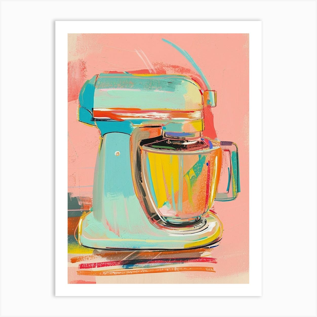 Retro Kitchen Blender Kitsch Painting Art Print by Bubblegum Kitsch