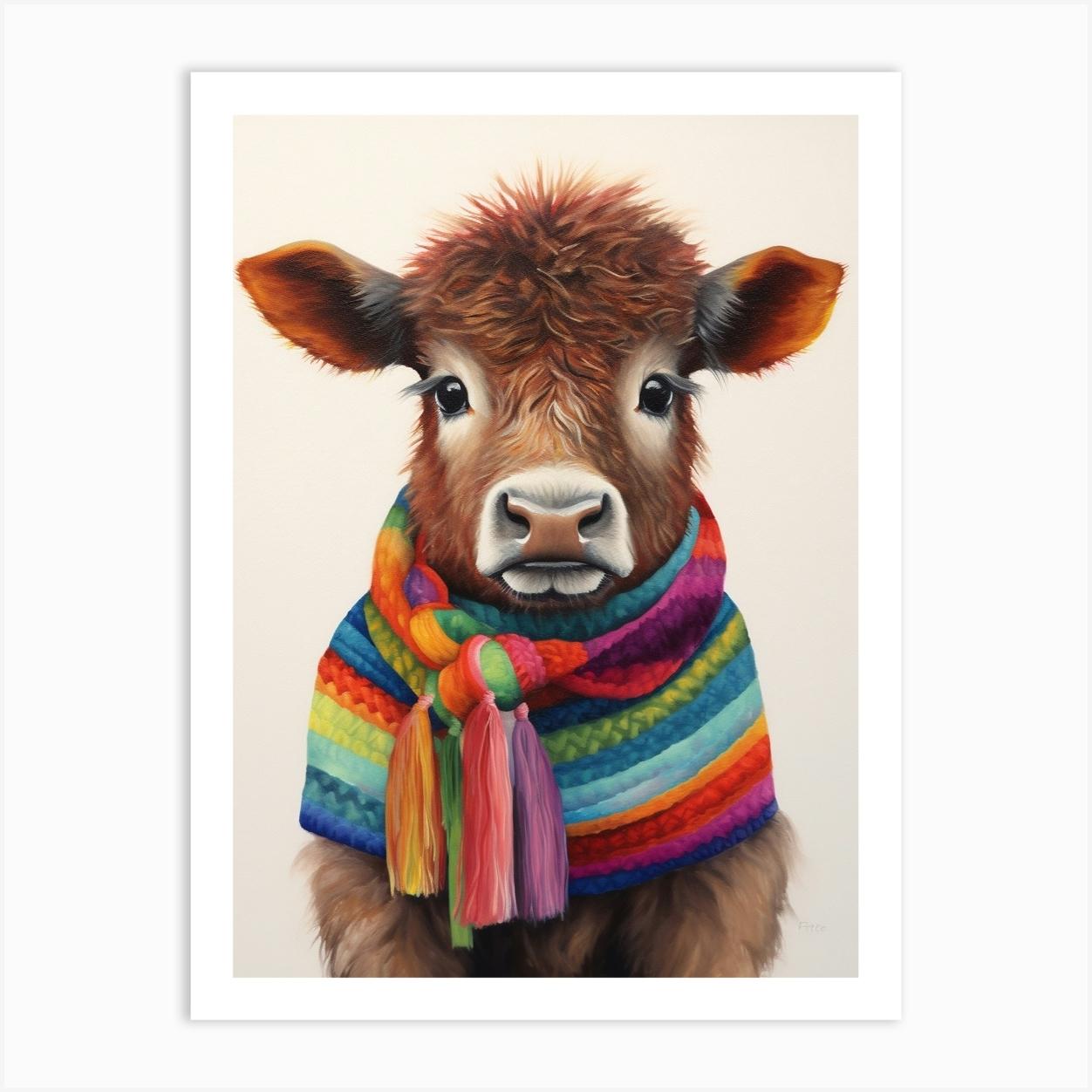Baby Animal Wearing Sweater Bison 2 Affiche