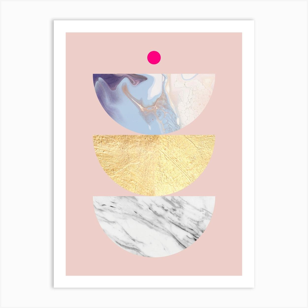 Geometry on pink background 2 Art Print by Vitor Costa
