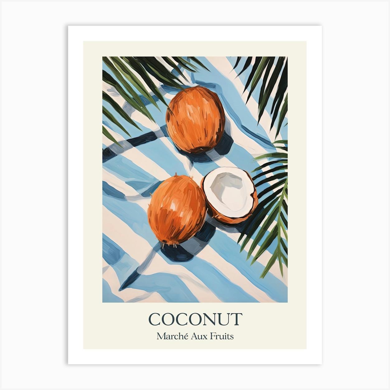 Marche Aux Fruits Coconut Fruit Summer Illustration 4 Art Print by Dreamy Seasons Art